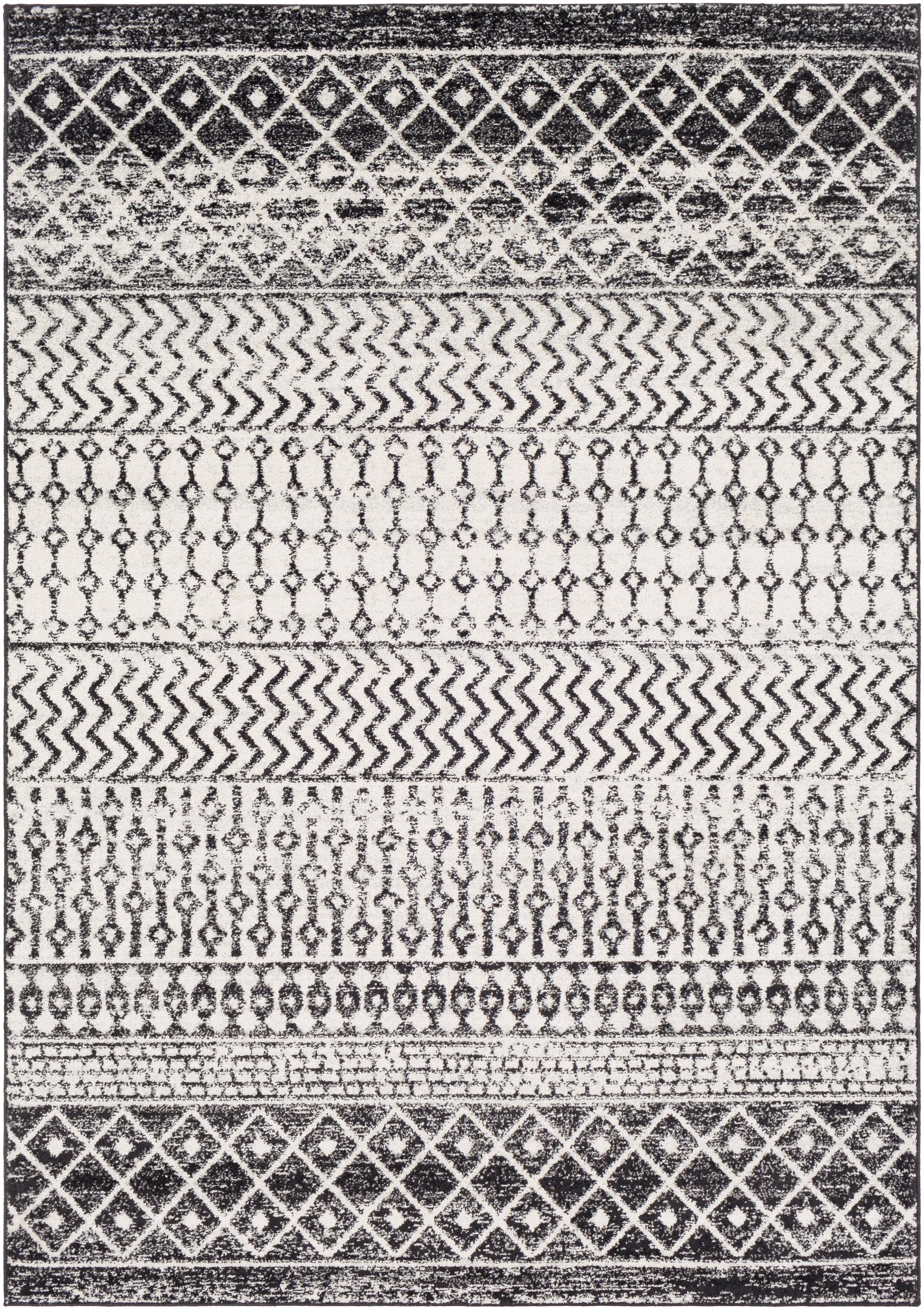 Surya Elaziz Moroccan Boho Area Rug, 5'3" x 7'6", Black, Black, large