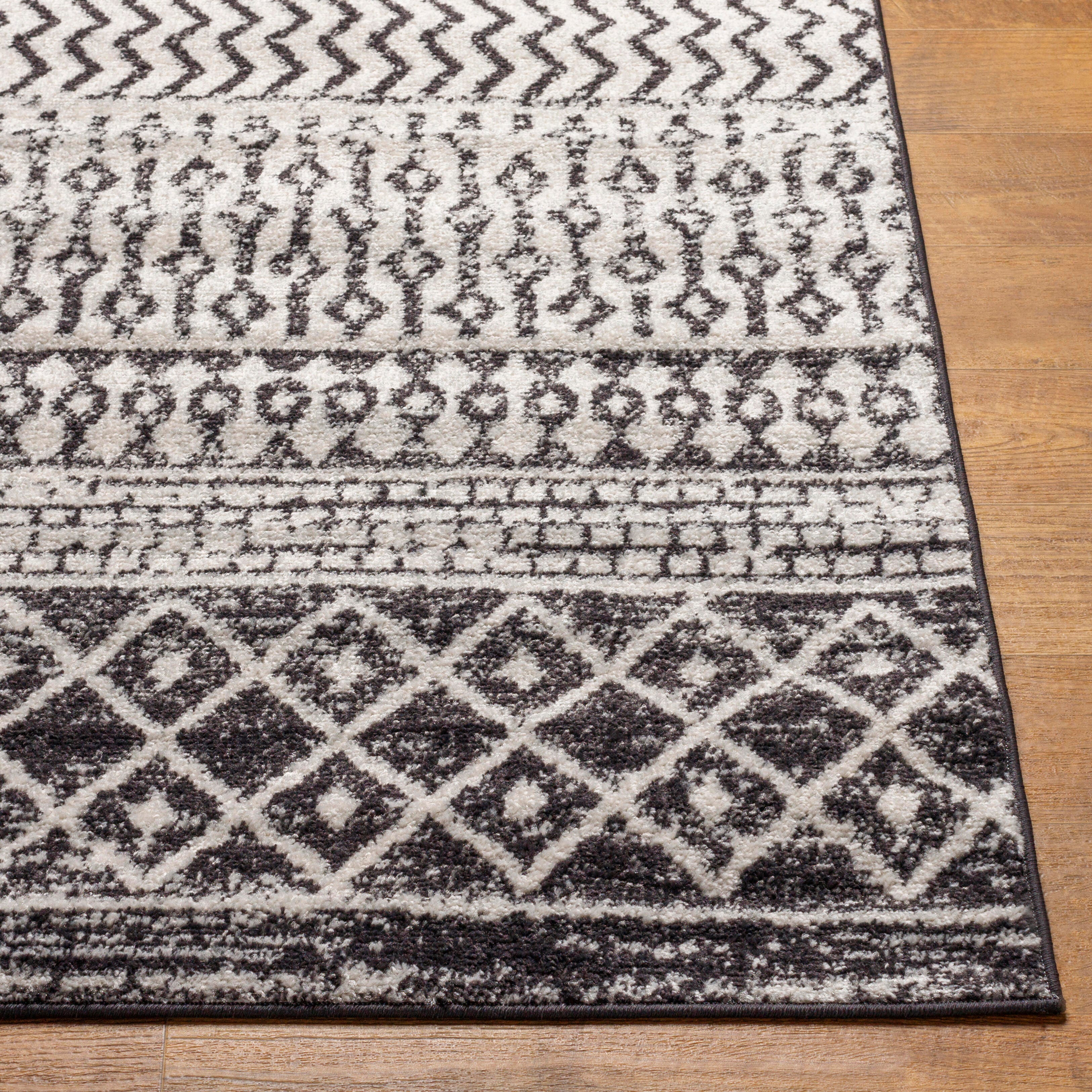 Surya Elaziz Moroccan Boho Area Rug, 5'3" x 7'6", Black, Black, large