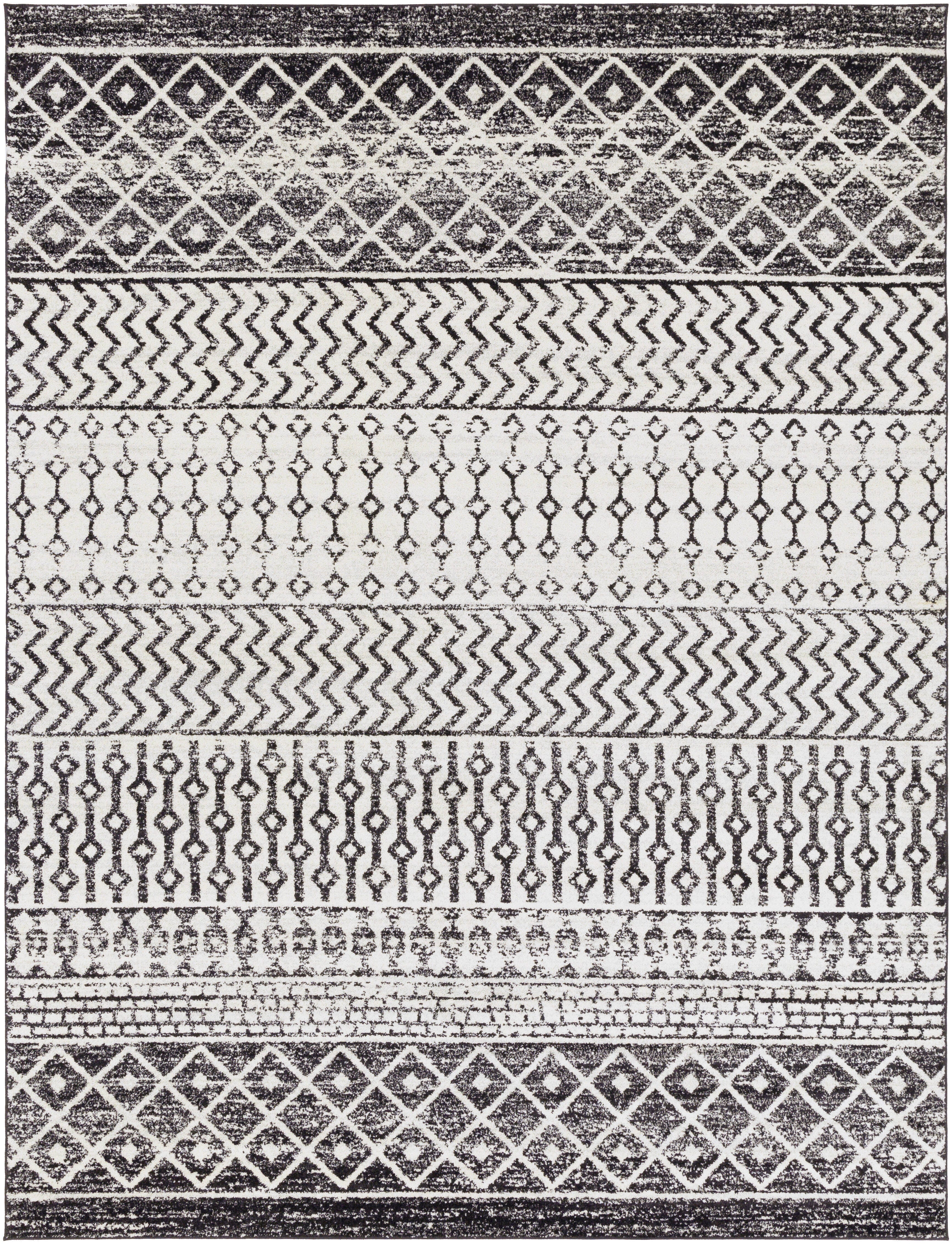 Surya Elaziz Moroccan Boho Area Rug, 7'10" x 10'3", Black, Black, large