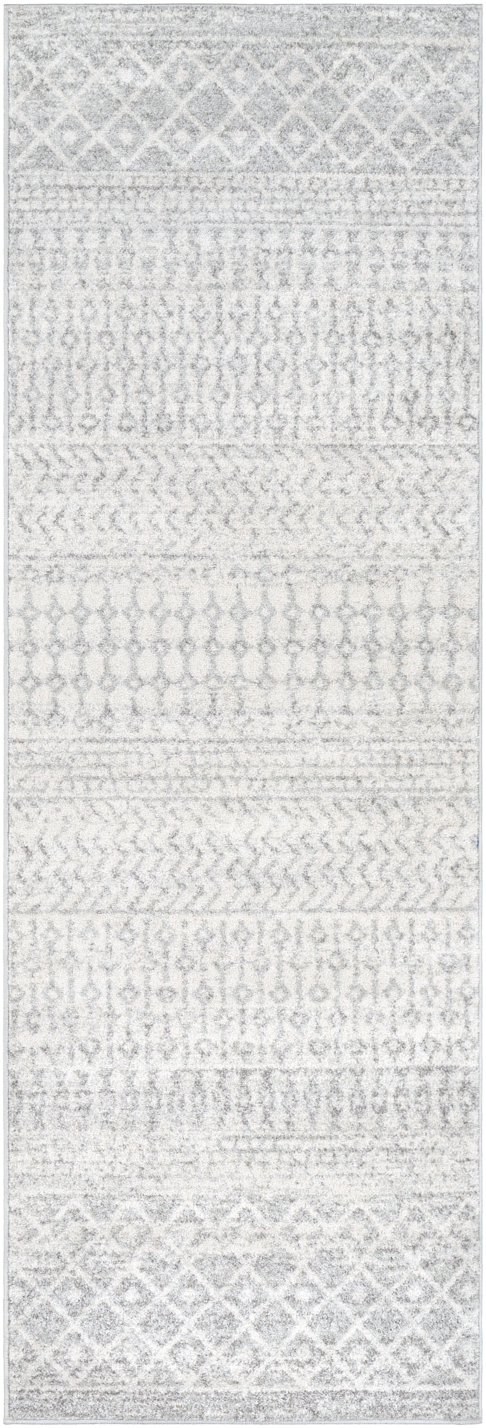 Surya Elaziz Moroccan Boho Runner Area Rug, 2'7" x 7'6", Gray, Gray, large