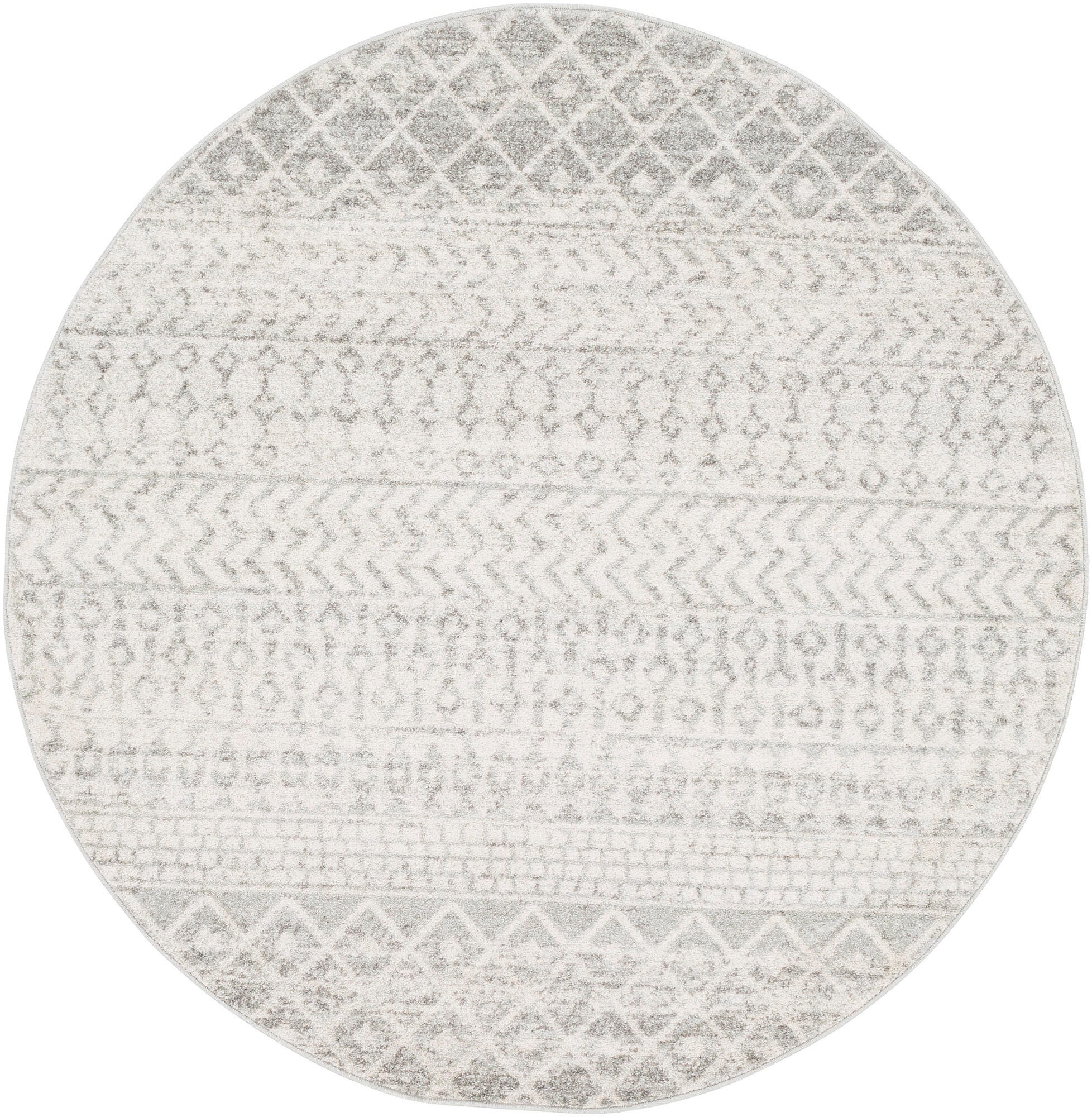 Surya Elaziz Moroccan Boho Area Rug, 5'3" Round, Gray, Gray, large