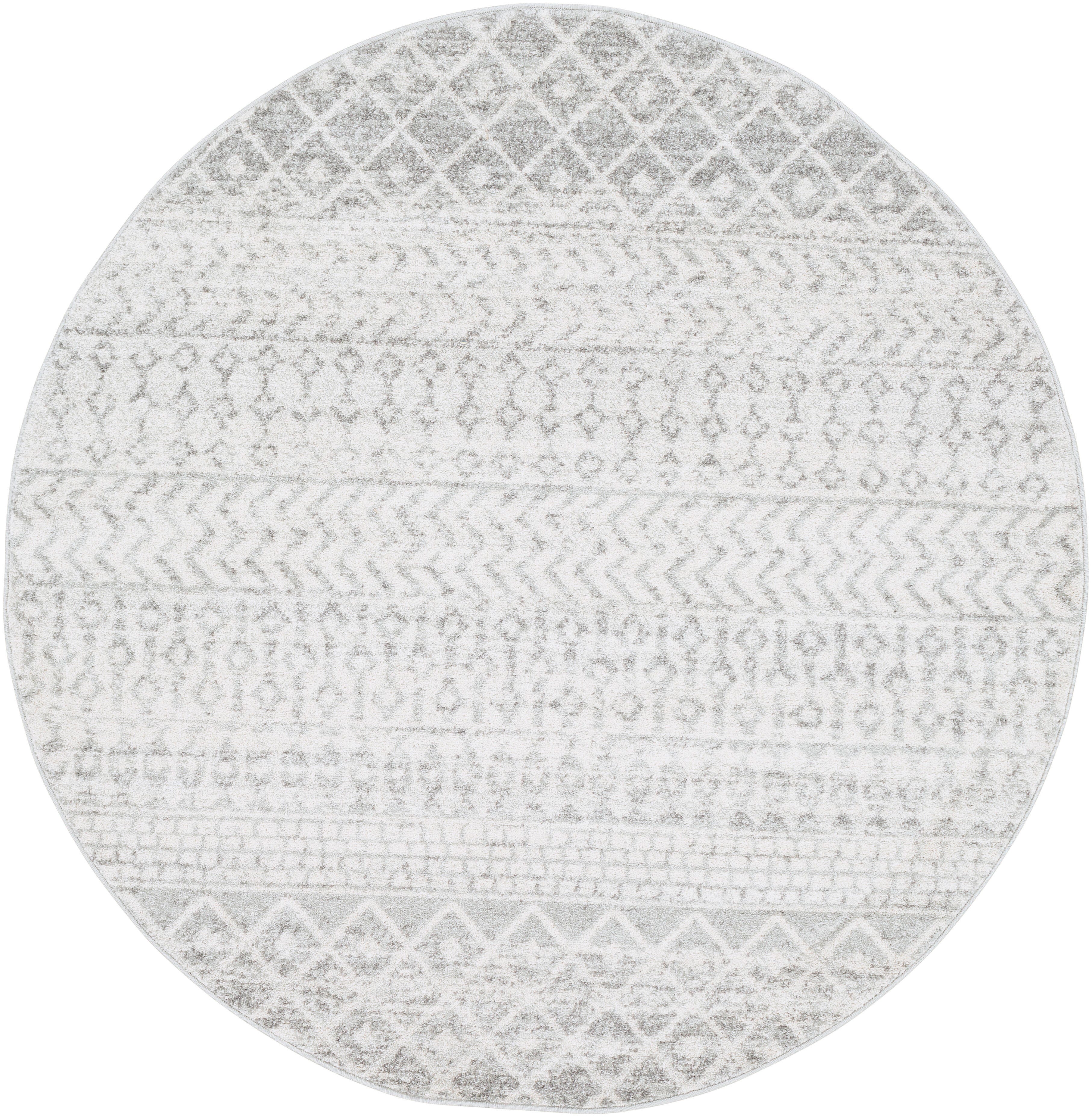 Surya Elaziz Moroccan Boho Area Rug, 5'3" Round, Gray, Gray, large