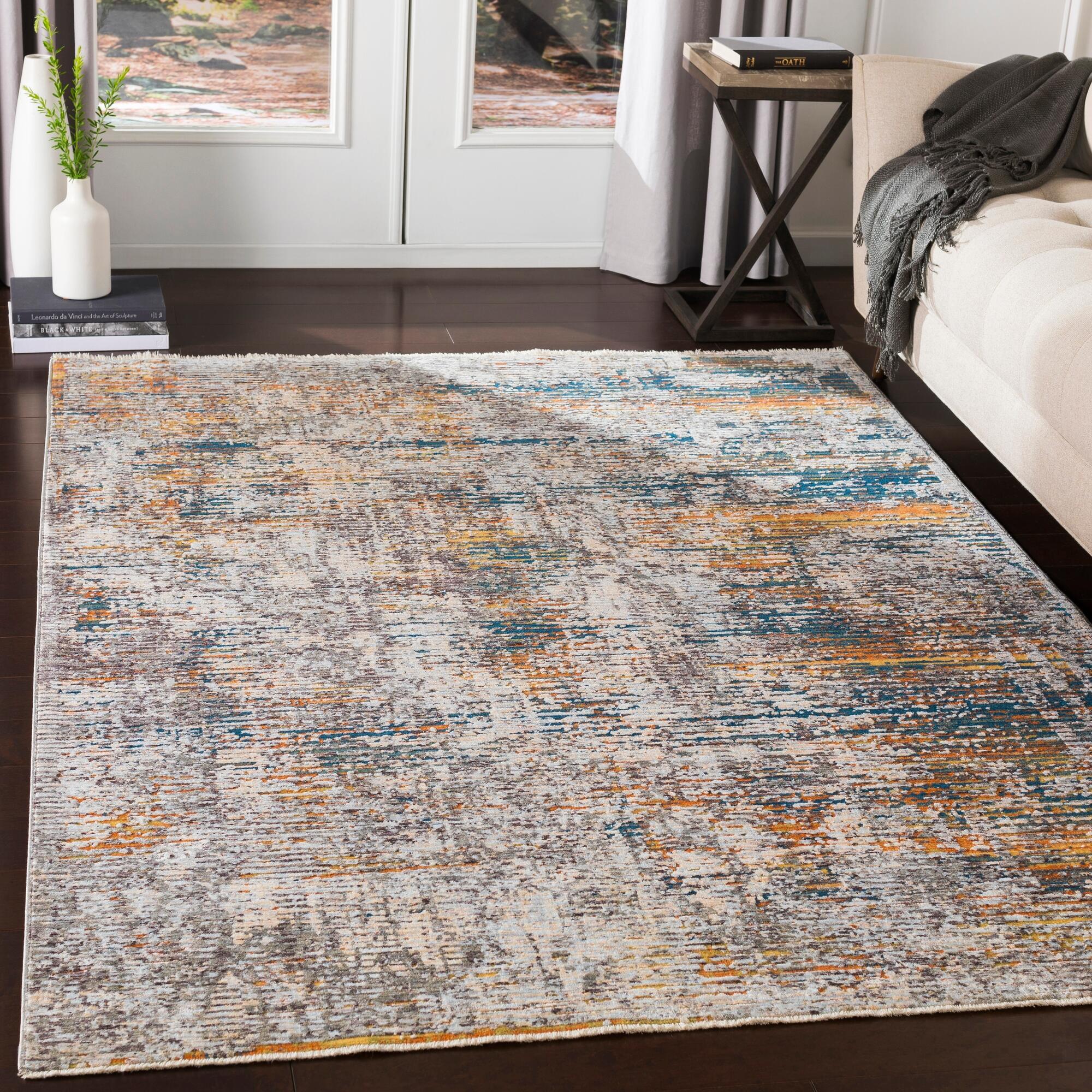 Distressed Pattern Area Rug, Multi, large