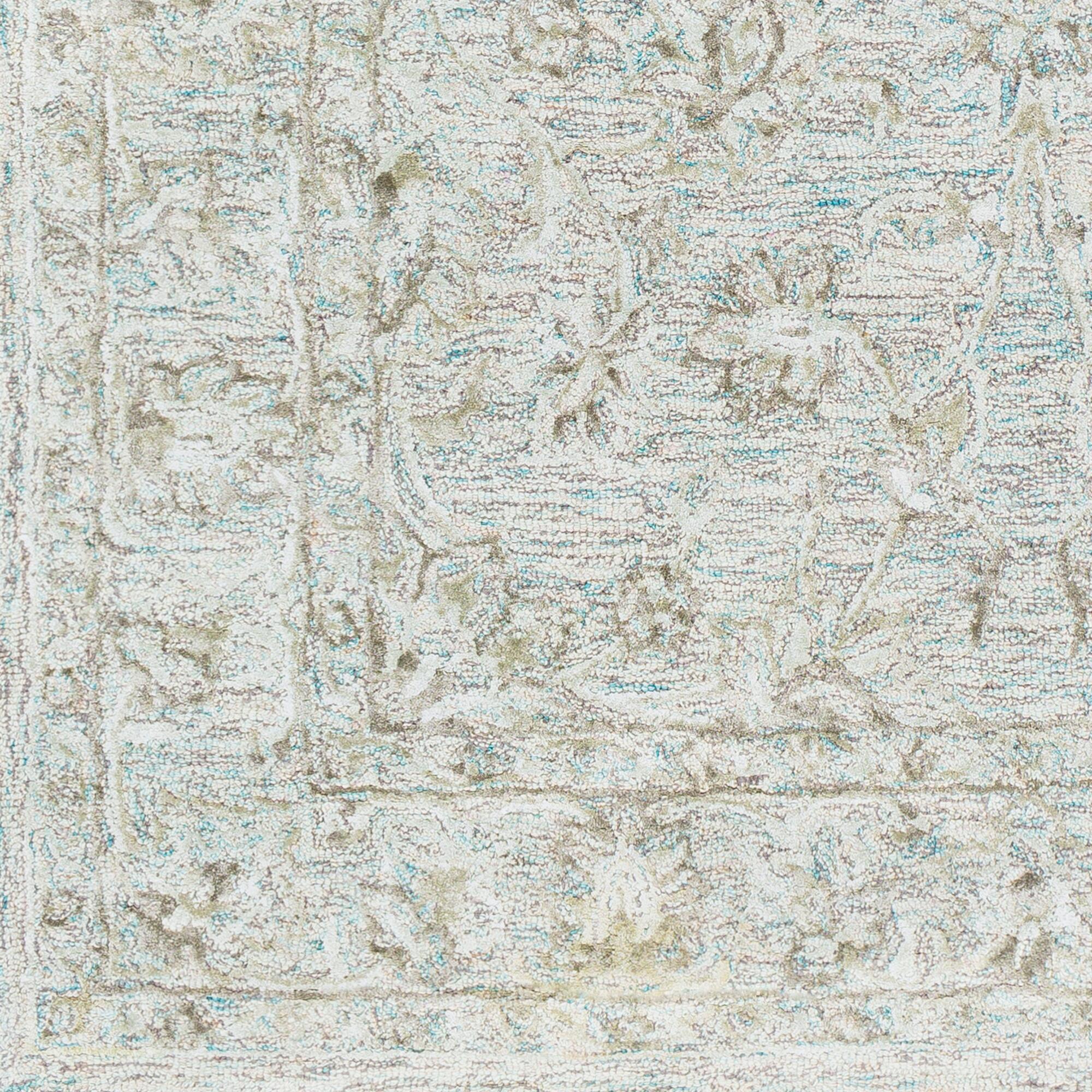 Hand Crafted 4' X 6' Area Rug, Seafoam/Gray/Beige, large
