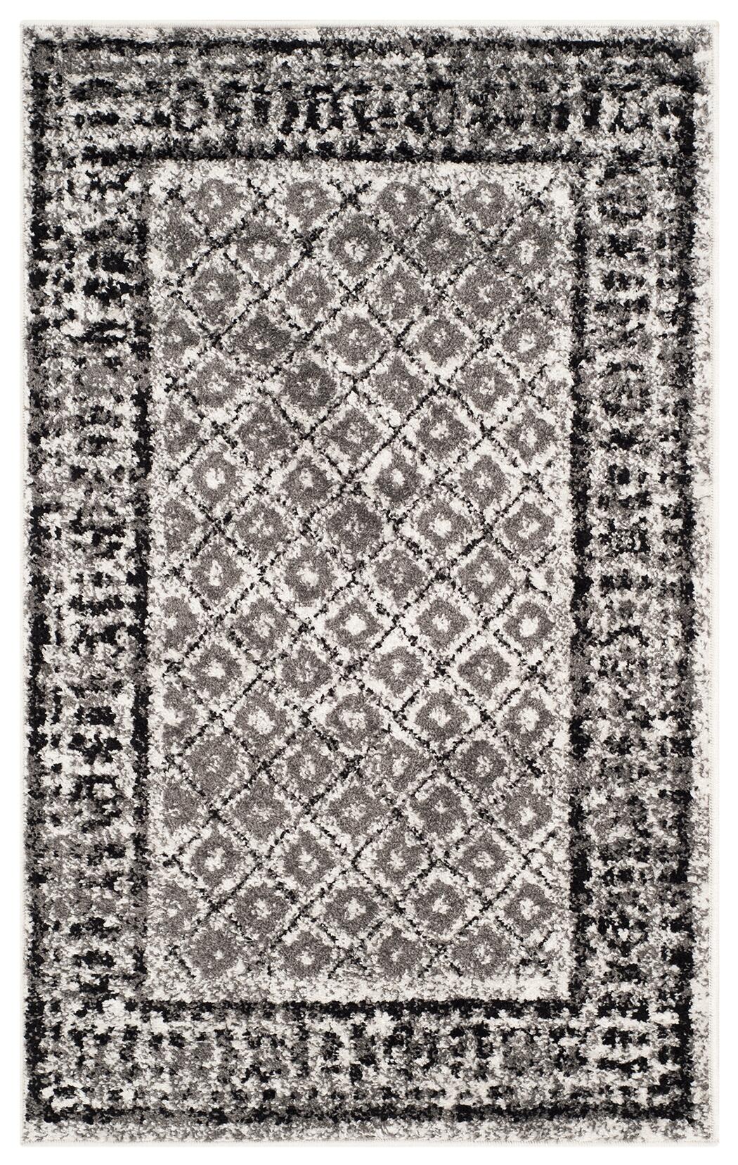 Power Loomed 4' x 6' Area Rug, Gray/White, large