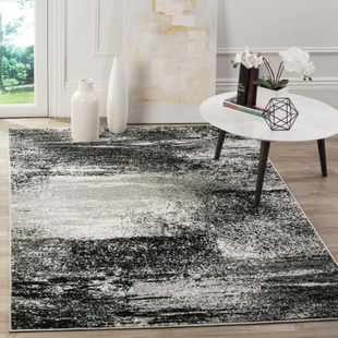 Abstract 5'1" x 7'6" Area Rug, Gray/Black, rollover