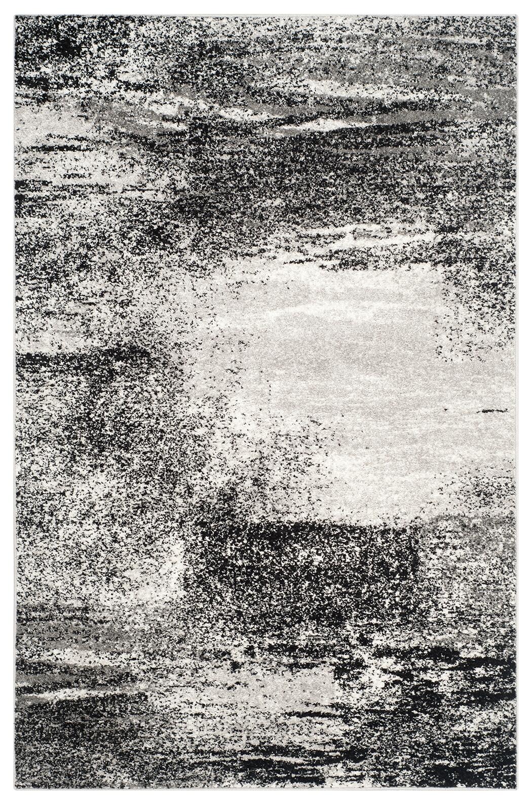 Abstract 5'1" x 7'6" Area Rug, Gray/Black, large