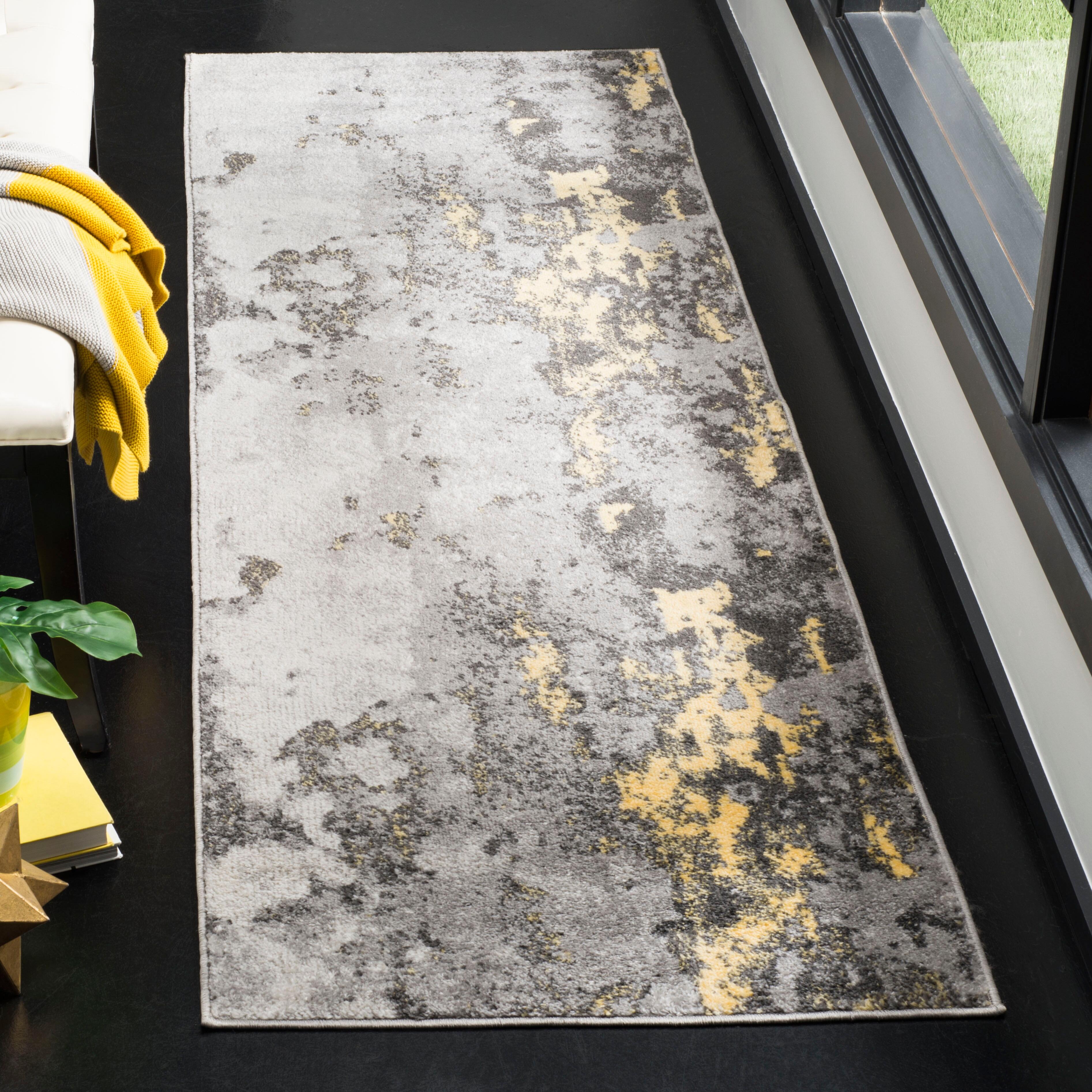 Over Dye 2'6" x 8' Runner Rug, Gray/Yellow, rollover