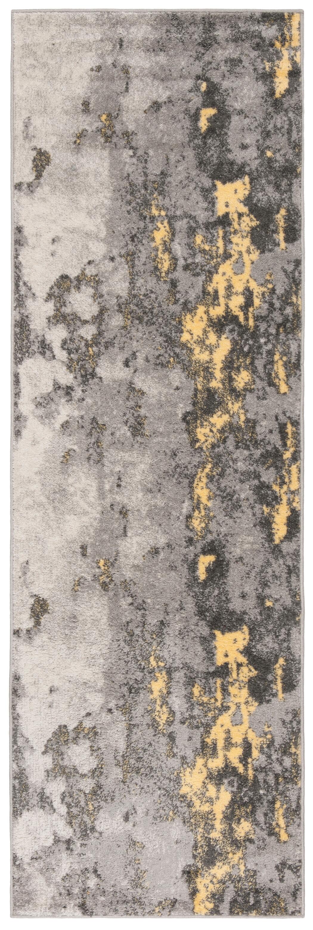 Over Dye 2'6" x 8' Runner Rug, Gray/Yellow, large