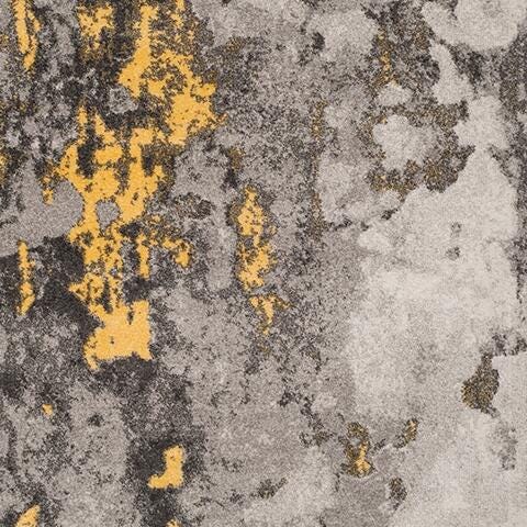 Over Dye 6' x 6' Round Rug, Gray/Yellow, large
