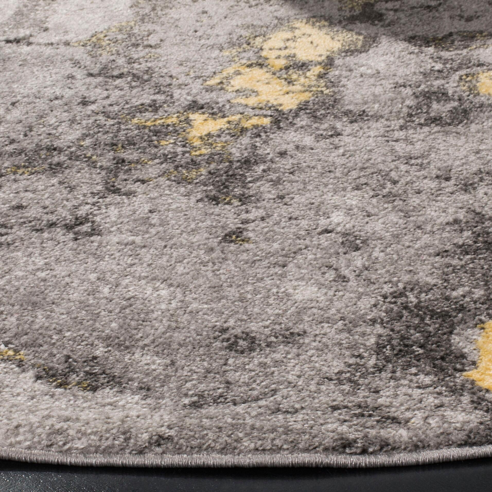 Over Dye 6' x 6' Round Rug, Gray/Yellow, large