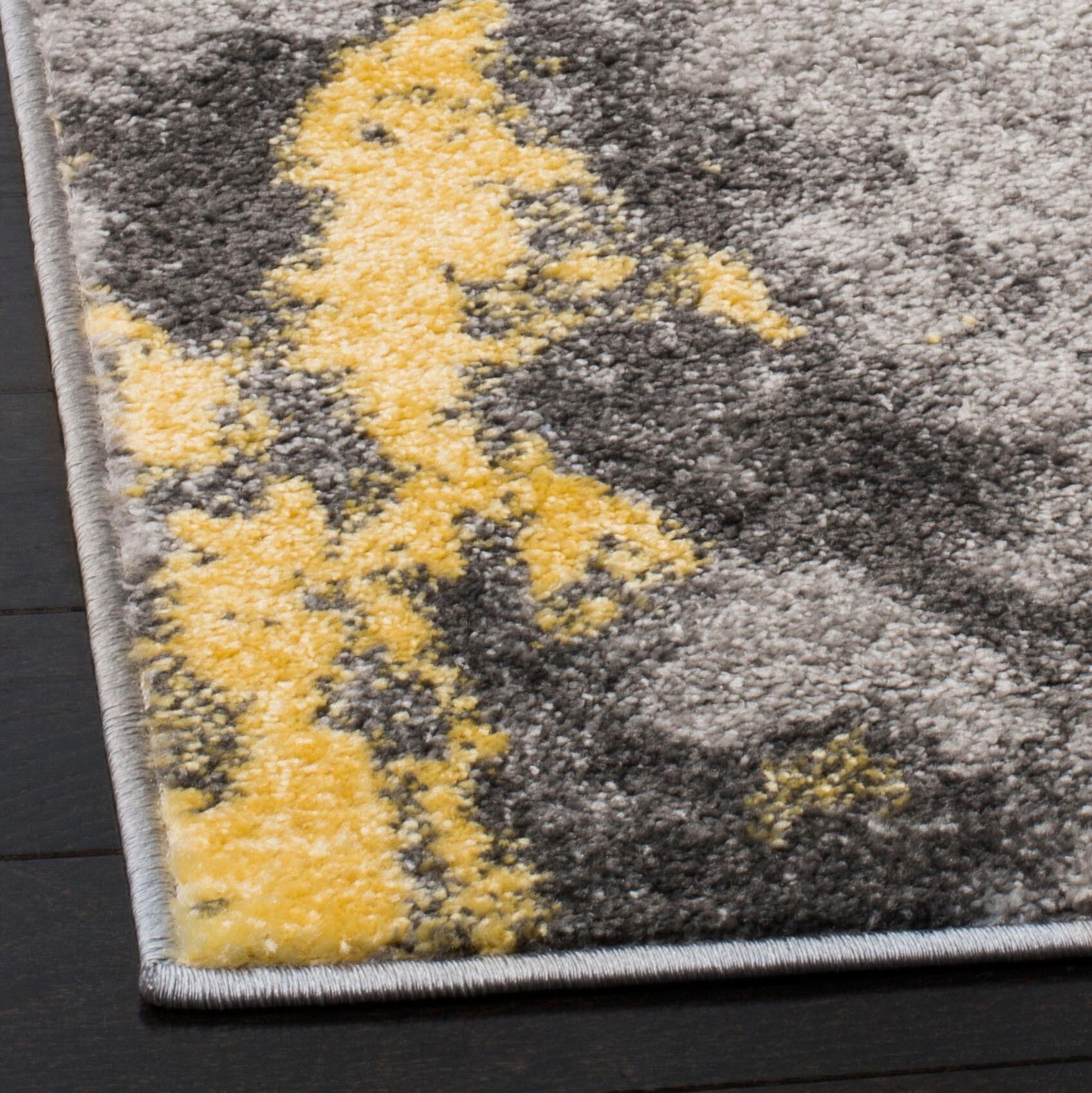 Over Dye 6' x 6' Square Rug, Gray/Yellow, large