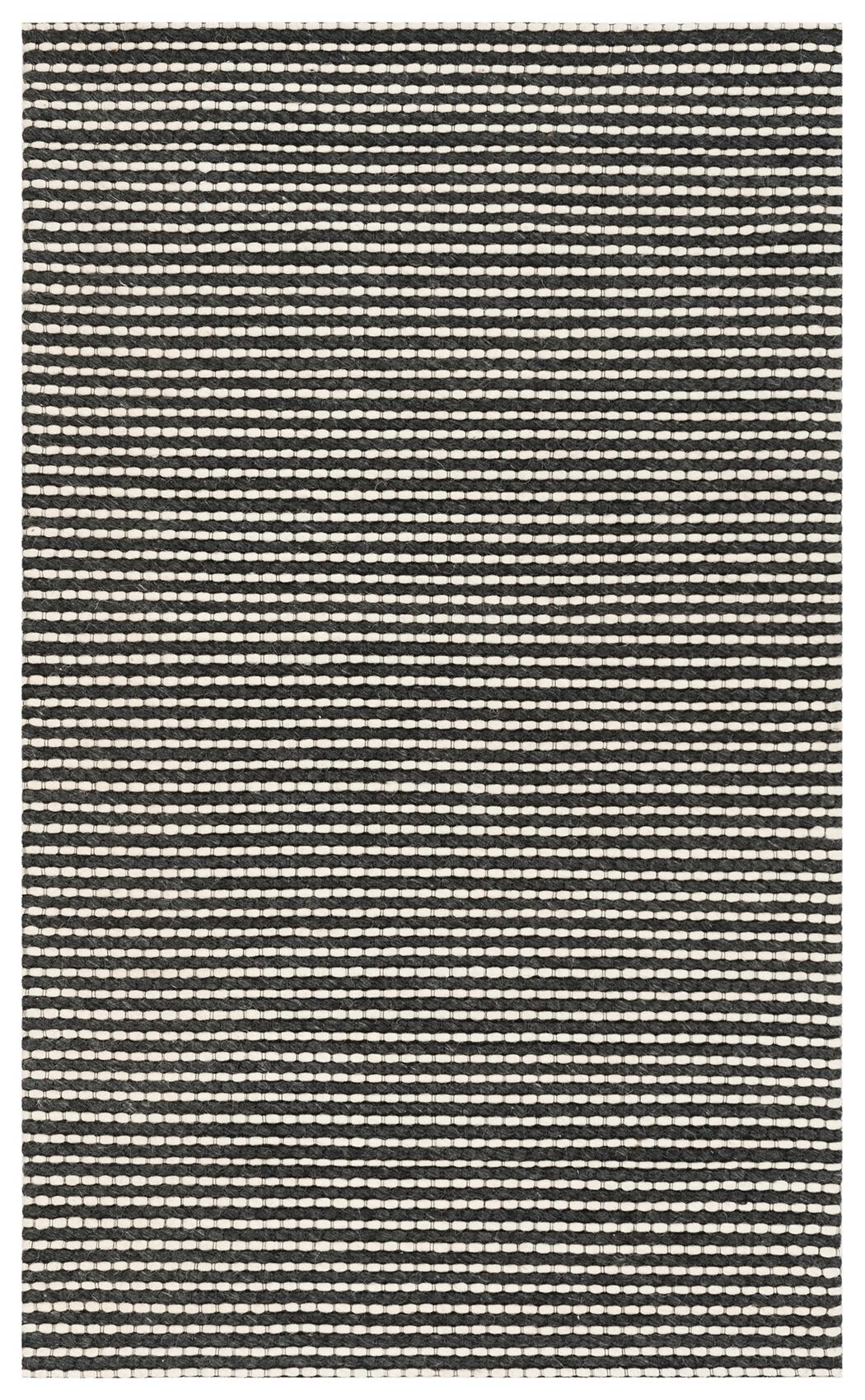 Hand Crafted 3' x 5' Area Rug, Black/Ivory, rollover