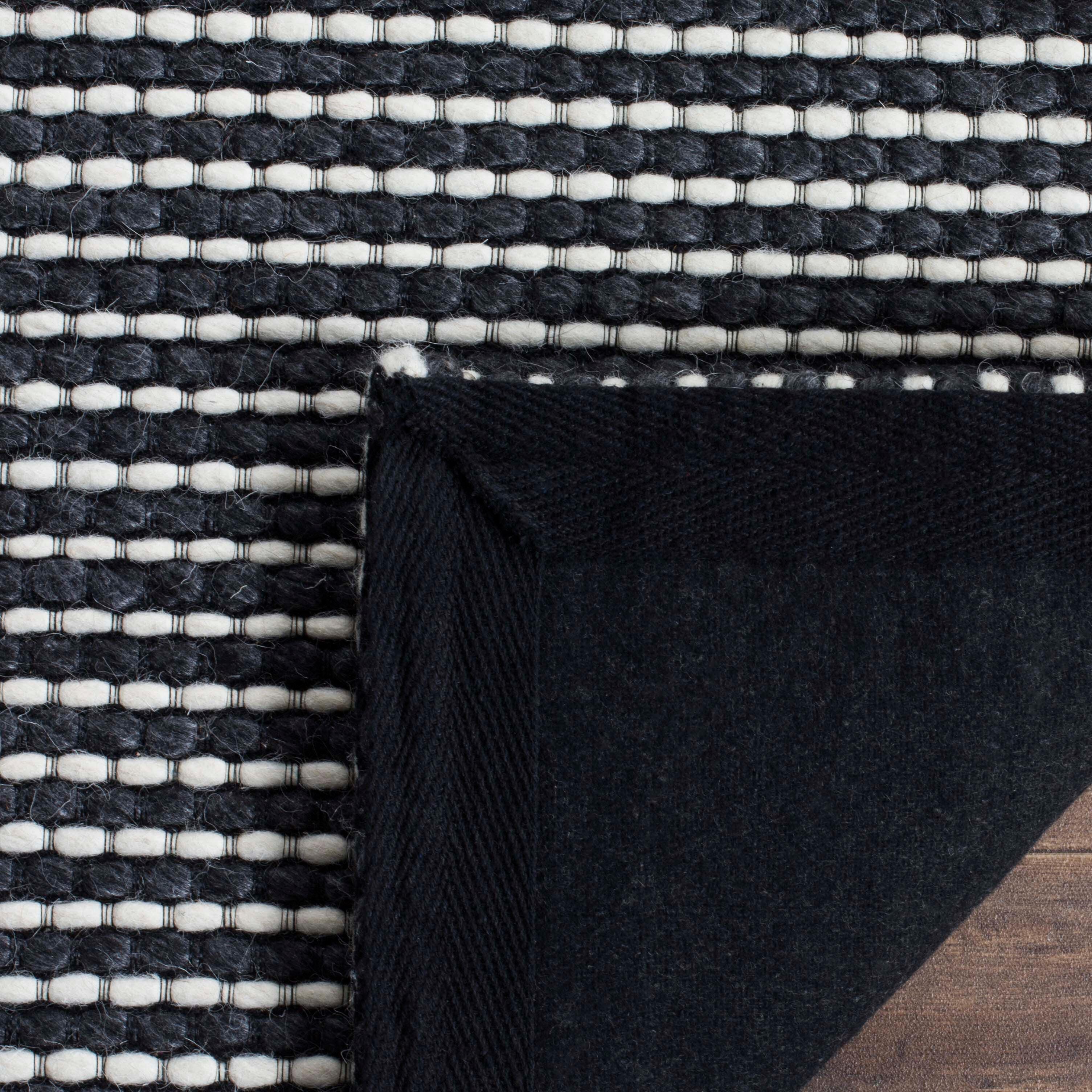 Hand Crafted 5' x 8' Area Rug, Black/Ivory, large