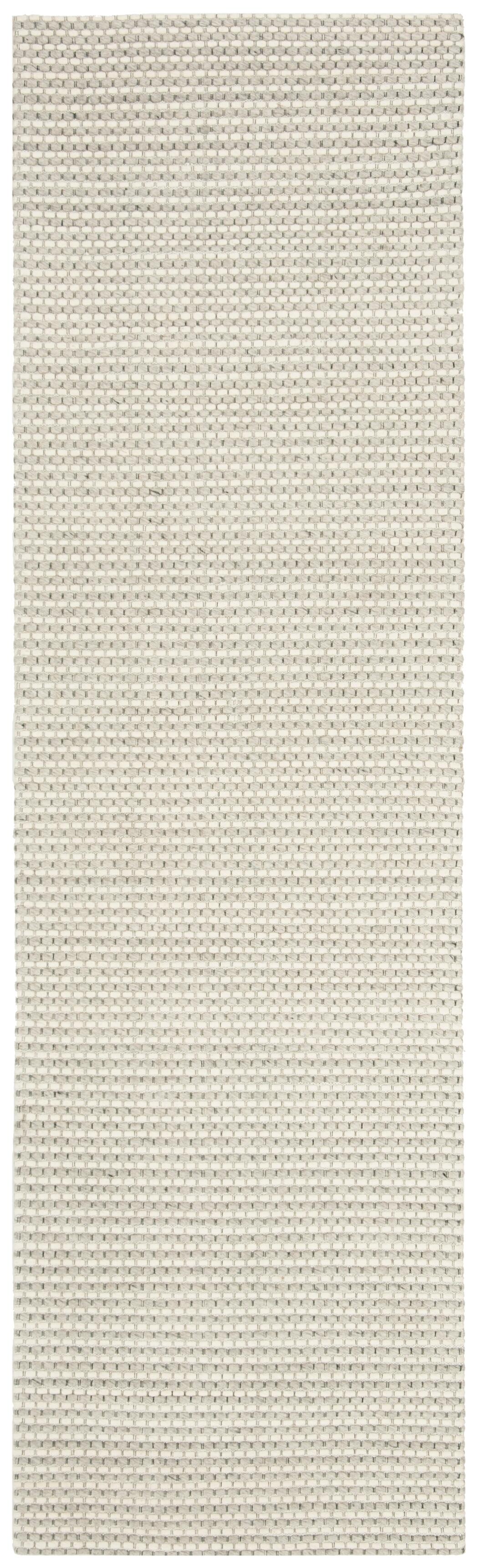 Hand Crafted 2'3" x 8' Runner Rug, Silver/Ivory, rollover