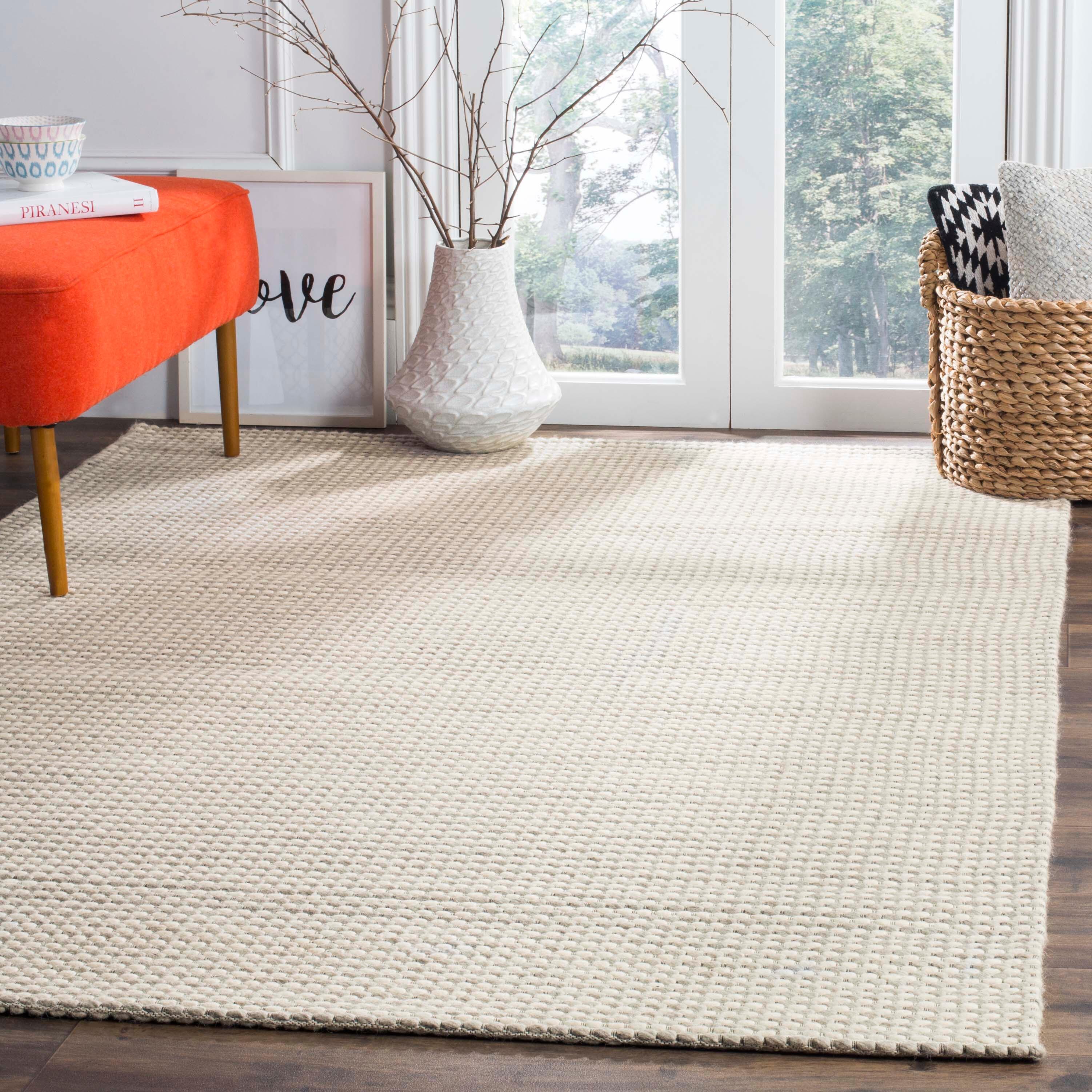 Hand Crafted 5' x 8' Area Rug, Silver/Ivory, large