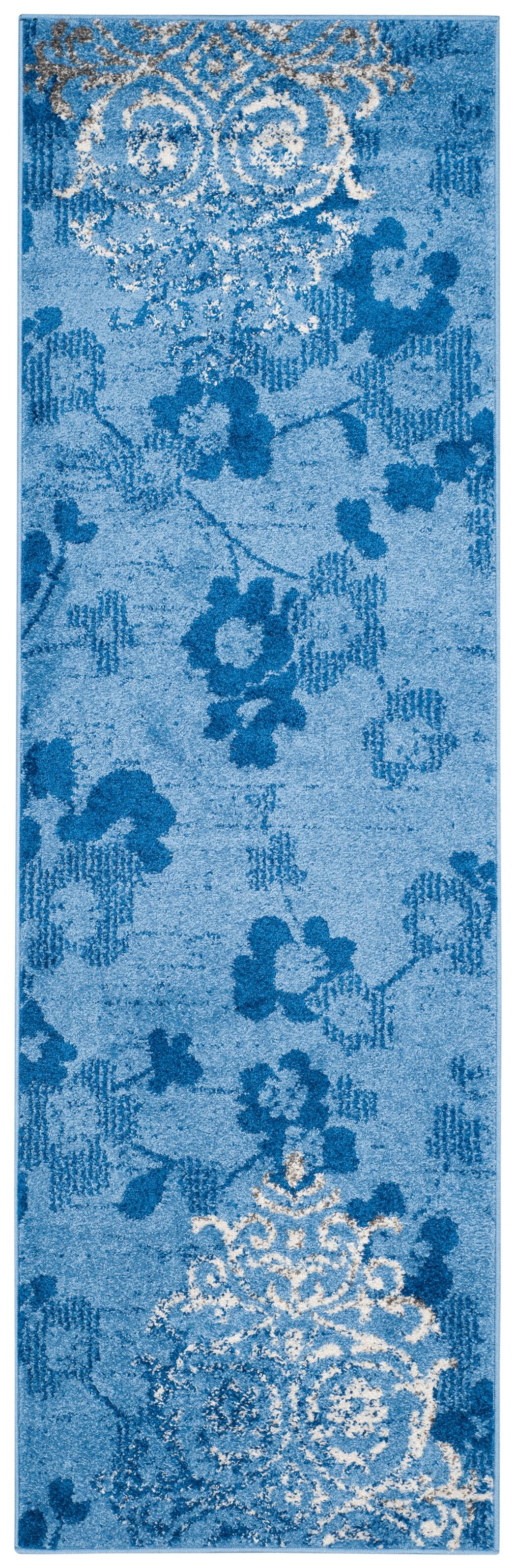 Abstract 2'6" x 8' Runner Rug, Blue, rollover