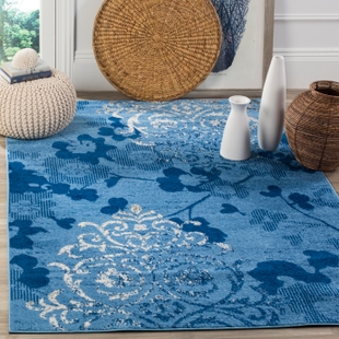 Abstract 5'1" x 7'6" Area Rug, Blue, rollover