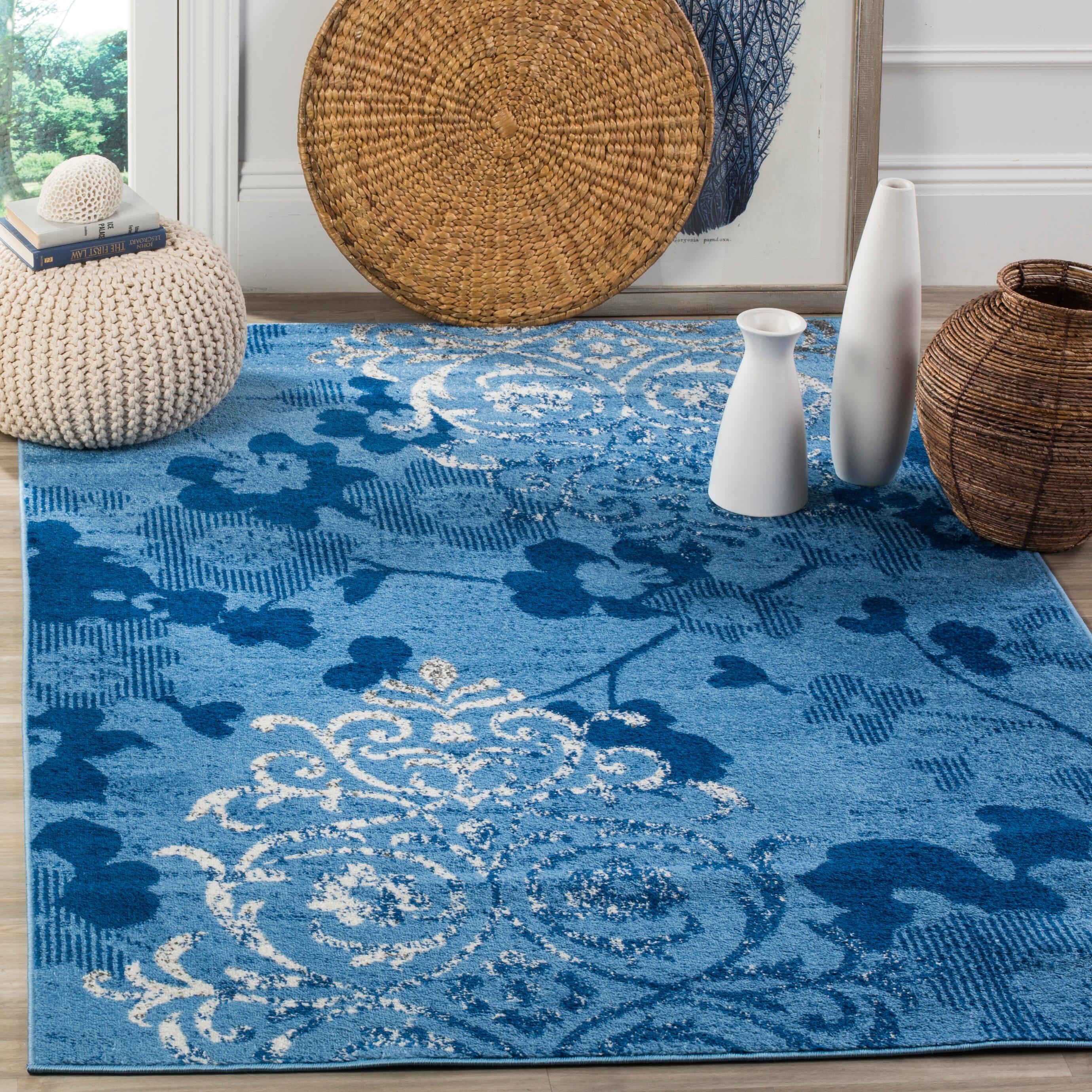 Abstract 5'1" x 7'6" Area Rug, Blue, rollover