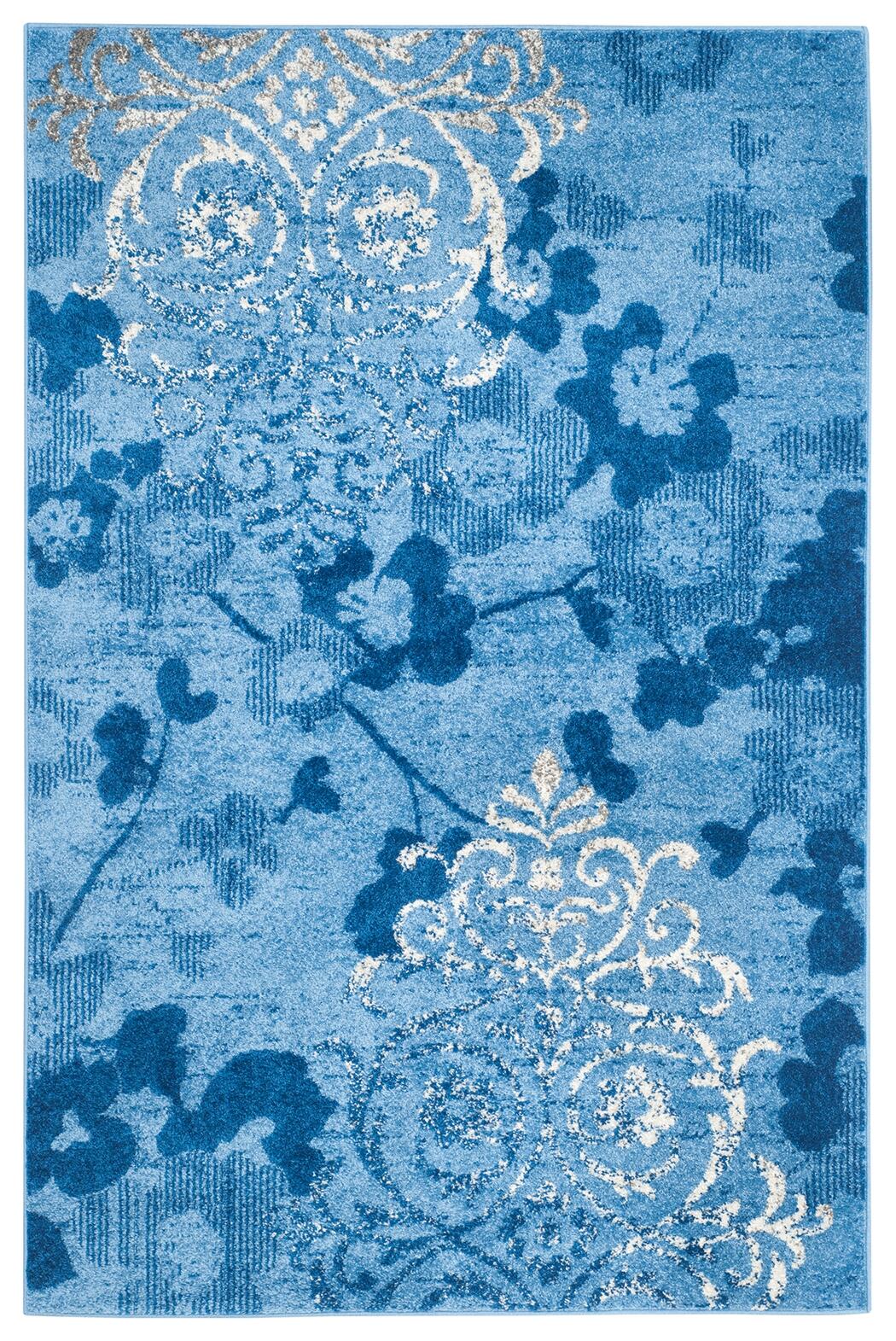 Abstract 6' x 9' Area Rug, Blue, large