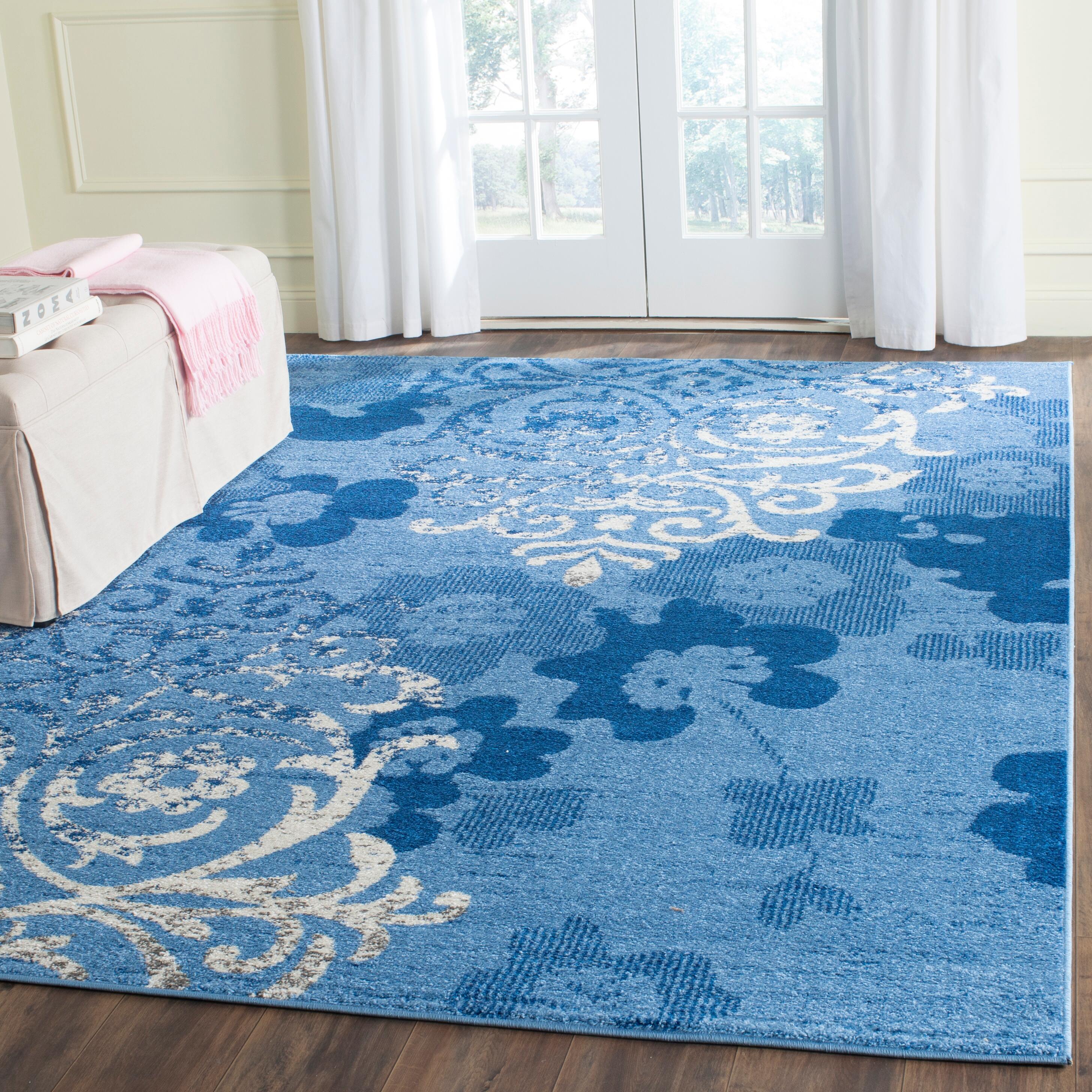 Abstract 8' x 10' Area Rug, Blue, large