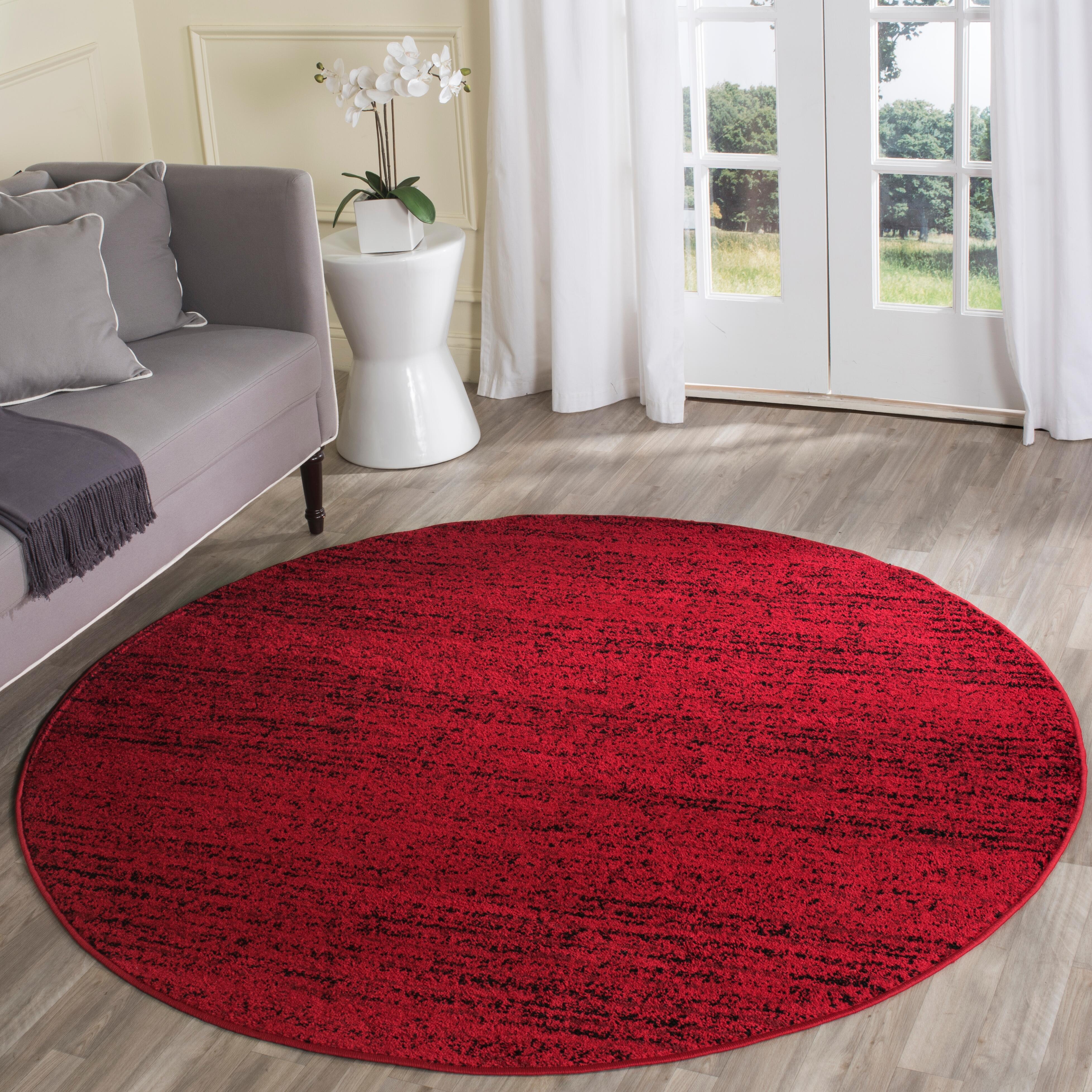 Abstract 6' x 6' Round Rug, Red/Black, rollover