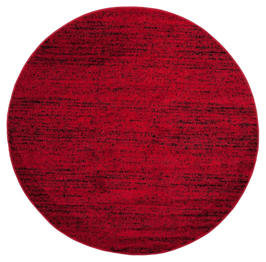 Abstract 6' x 6' Round Rug, Red/Black, large
