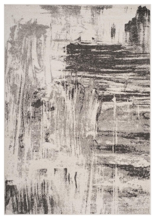 Abstract 5'1" x 7'6" Area Rug, Gray/Ivory, large
