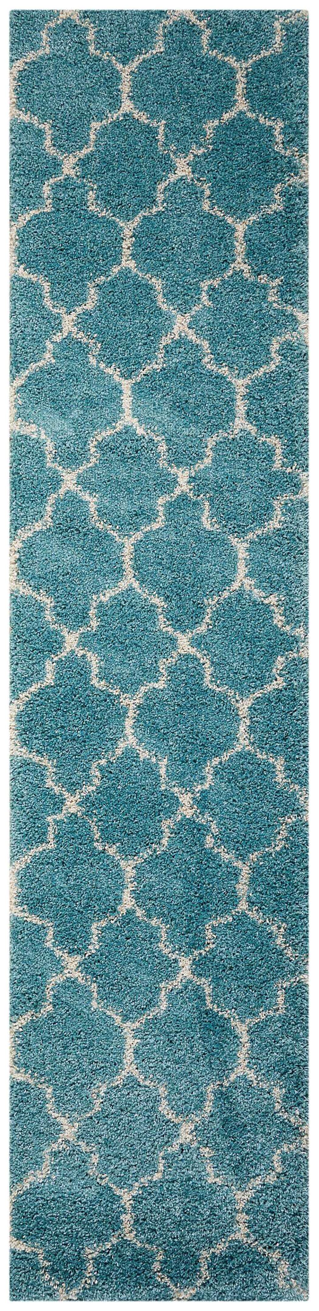 Nourison Nourison Amore 2'2" x 10' Aqua Moroccan Indoor Rug, Aqua, large