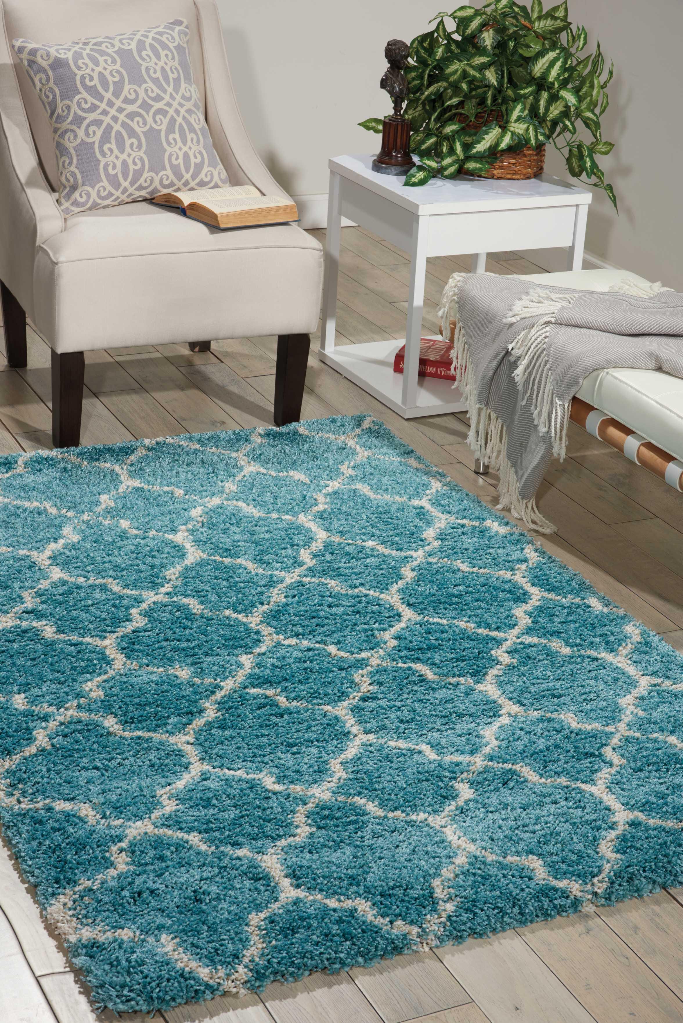 Nourison Nourison Amore 3'11" x 5'11" Aqua Moroccan Indoor Rug, Aqua, rollover