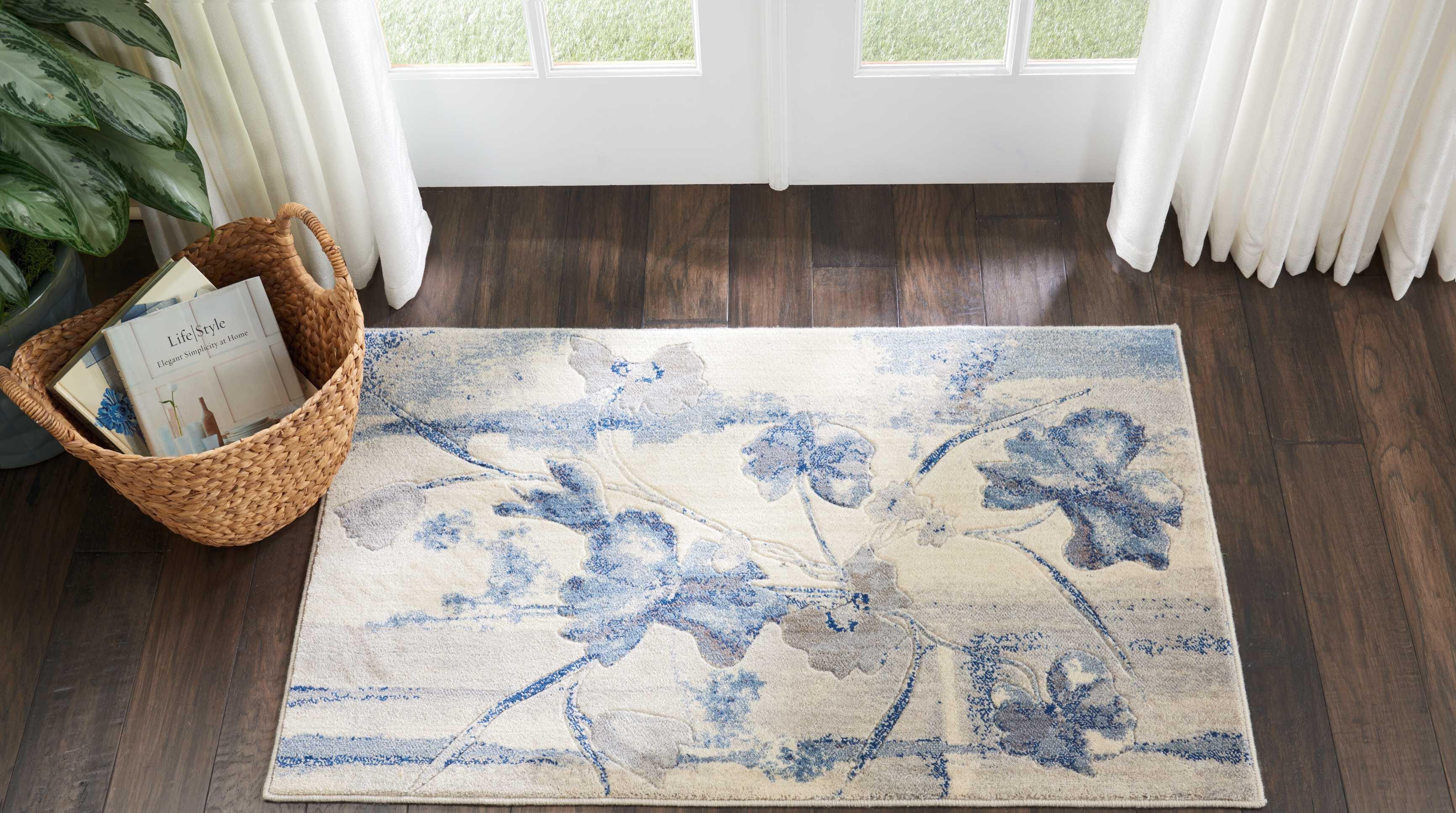 Nourison Home Nourison Somerset 2'6" x 4' Ivory/Blue Farmhouse Indoor Rug, Ivory/Navy, rollover