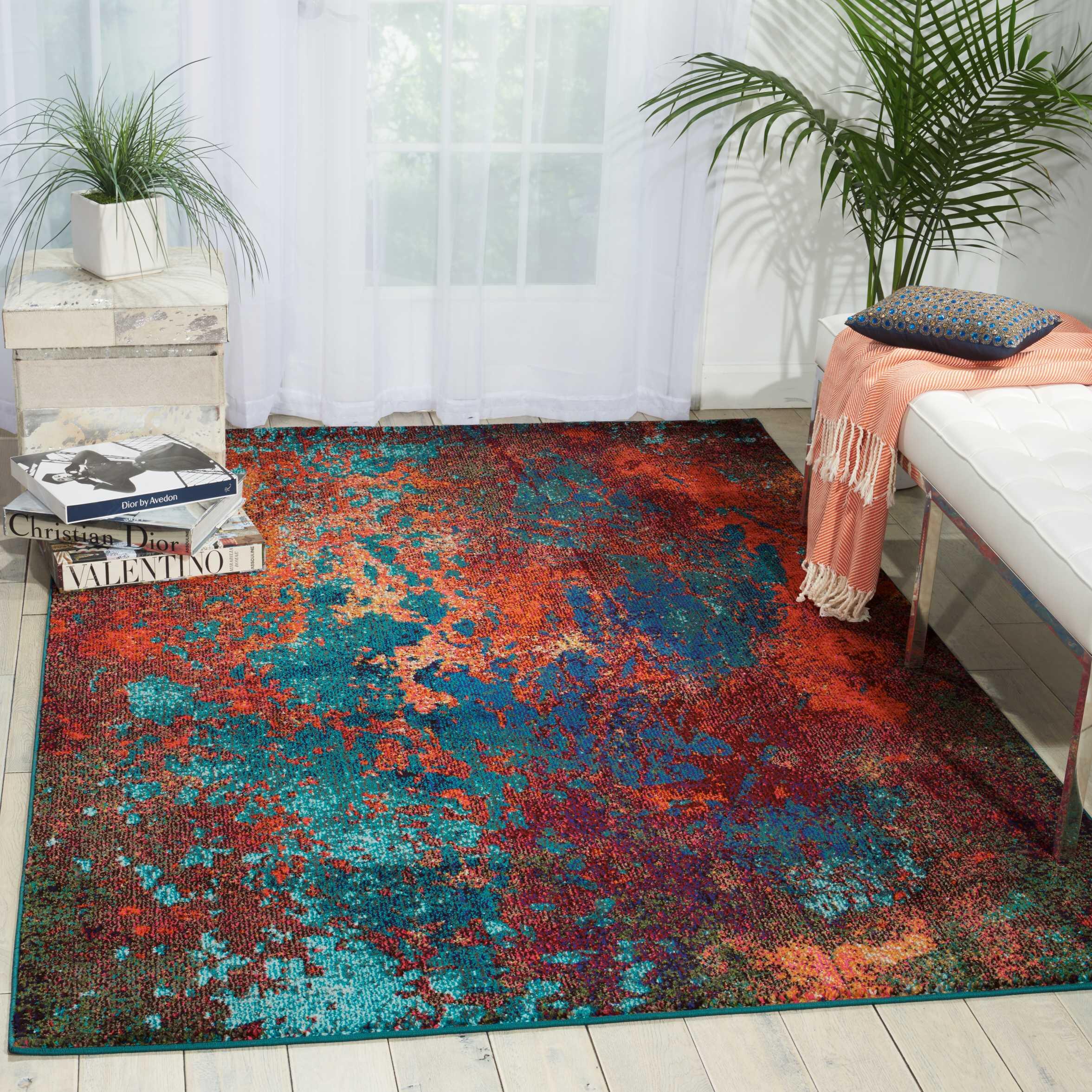 Nourison Nourison Celestial 7'10" x 10'6" Atlantic Modern Indoor Rug, Splatter, rollover