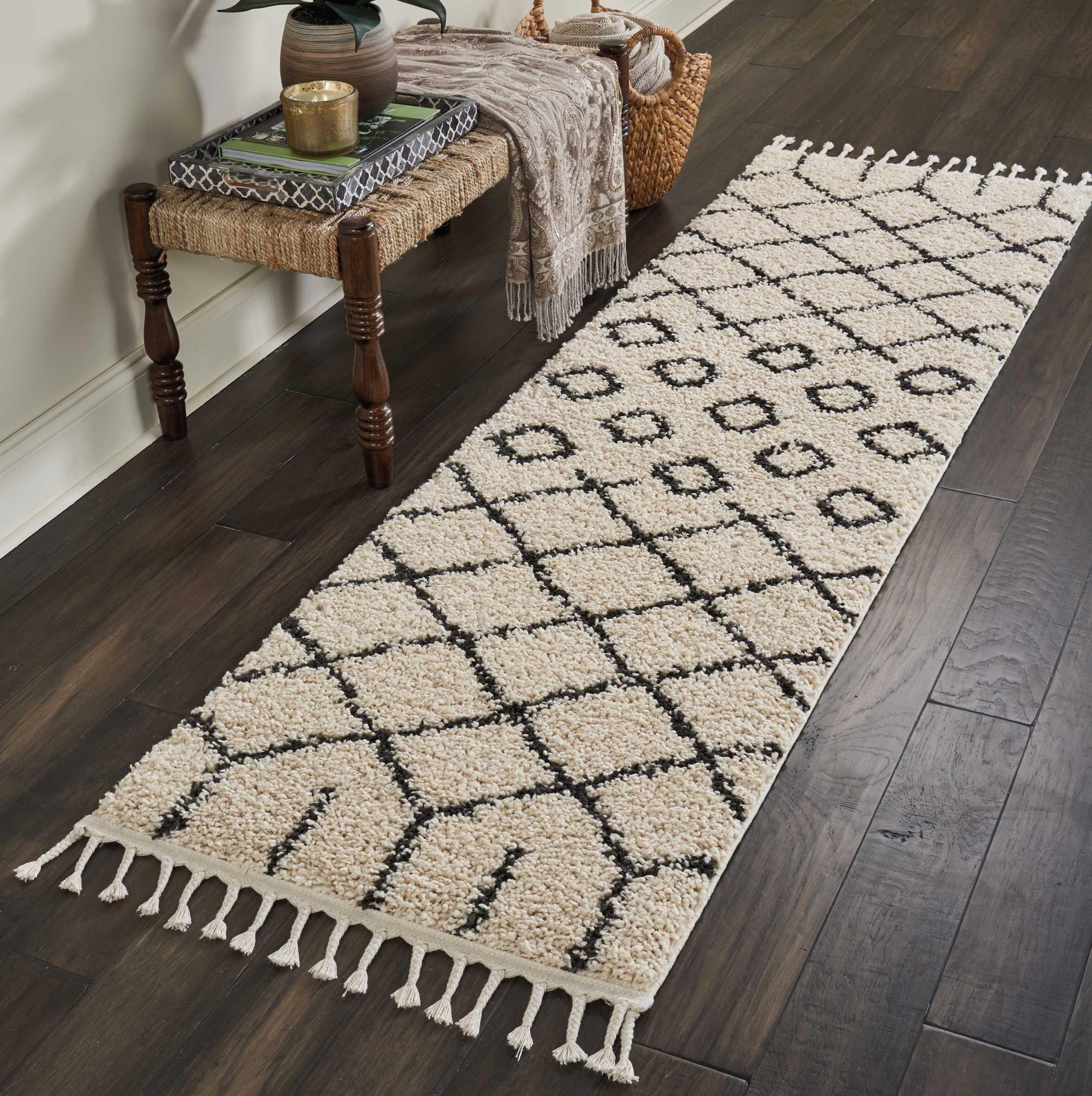 Nourison Home Moroccan Shag Cream 2'2" X 8'1" Runner, Cream, large