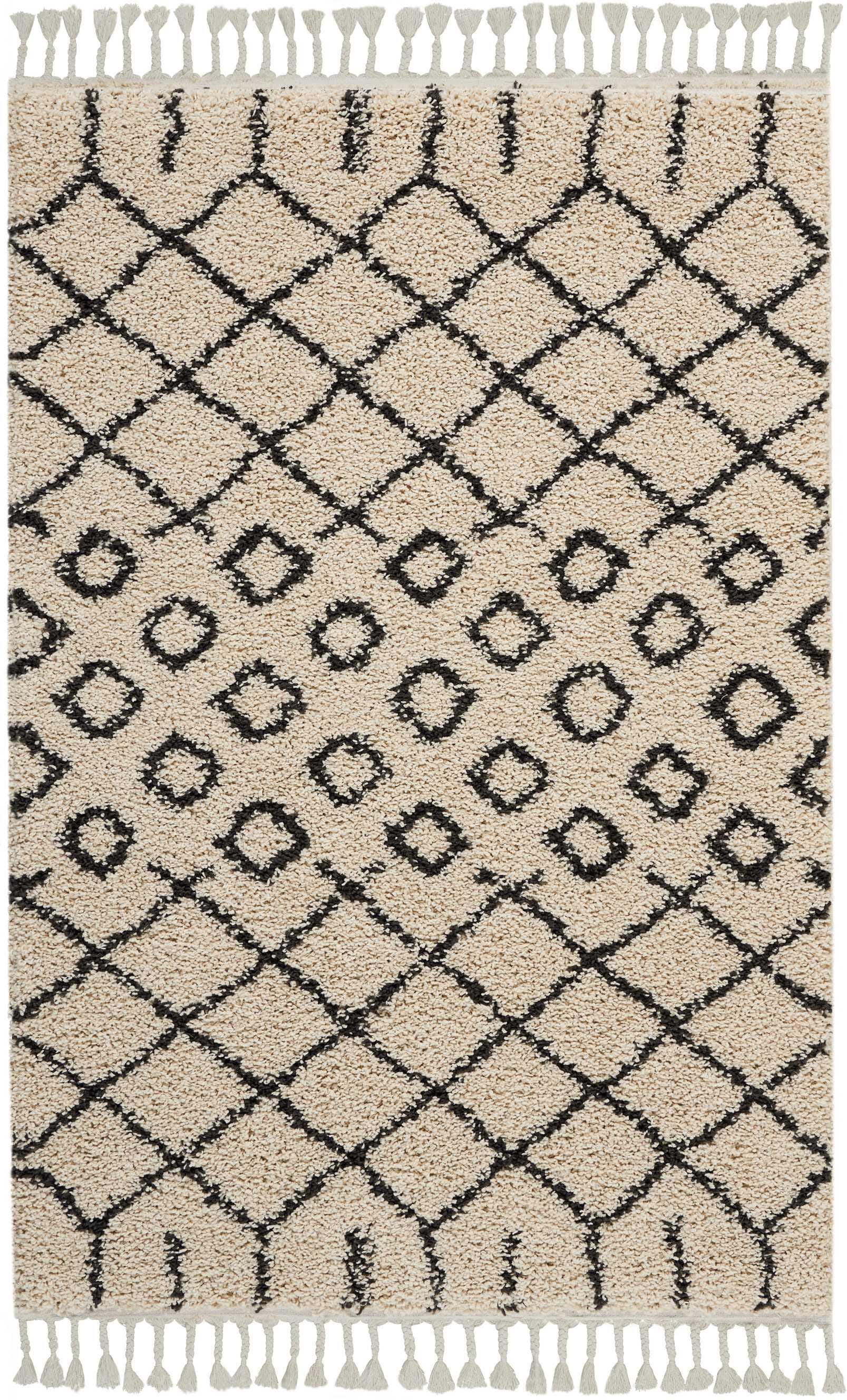 Nourison Home Nourison Moroccan Shag 3'11" x 6'7" Cream Tribal Indoor Rug, Cream, rollover