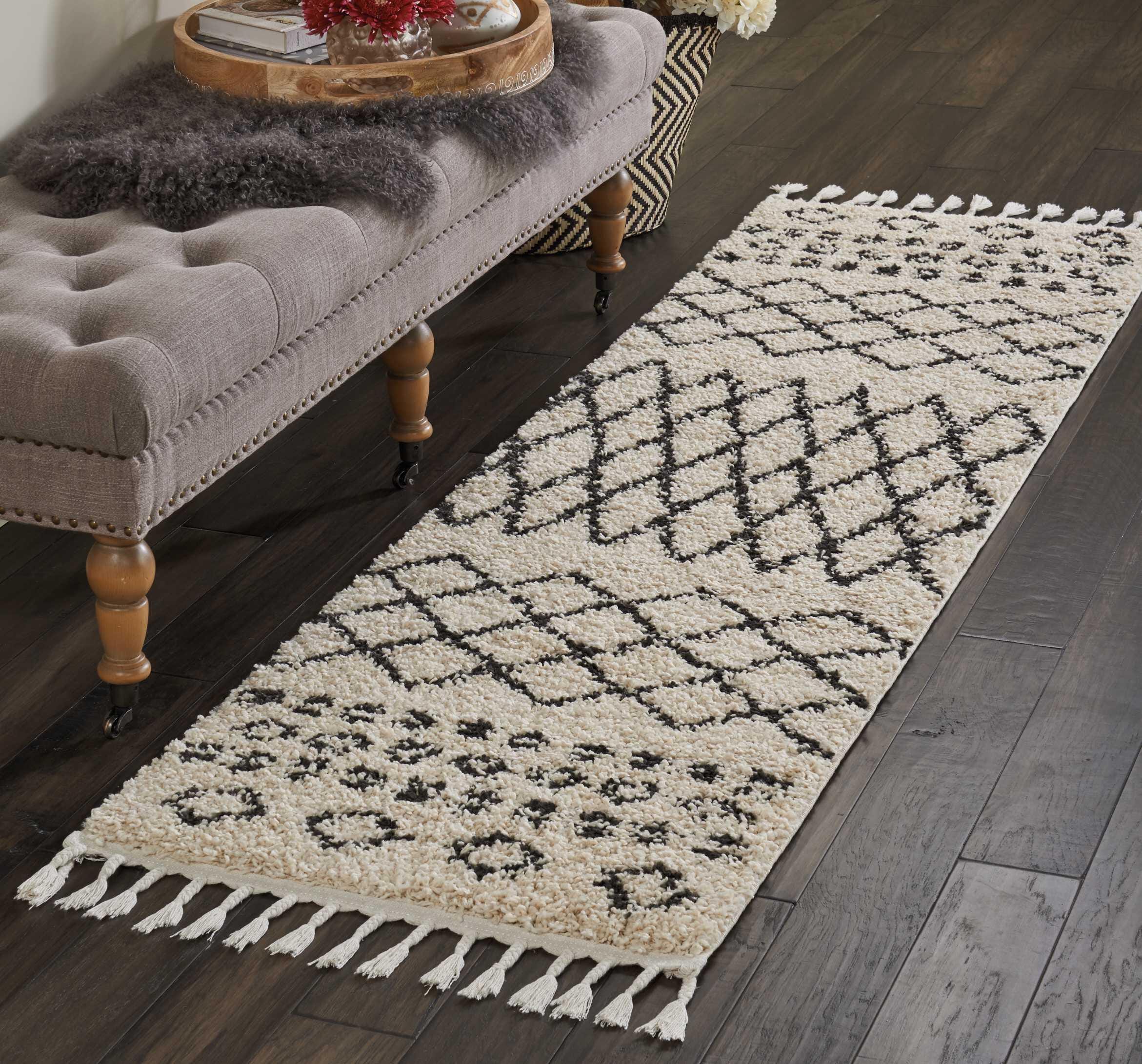 Nourison Home Moroccan Shag Cream 2'2" X 8'1" Runner, Natural, large