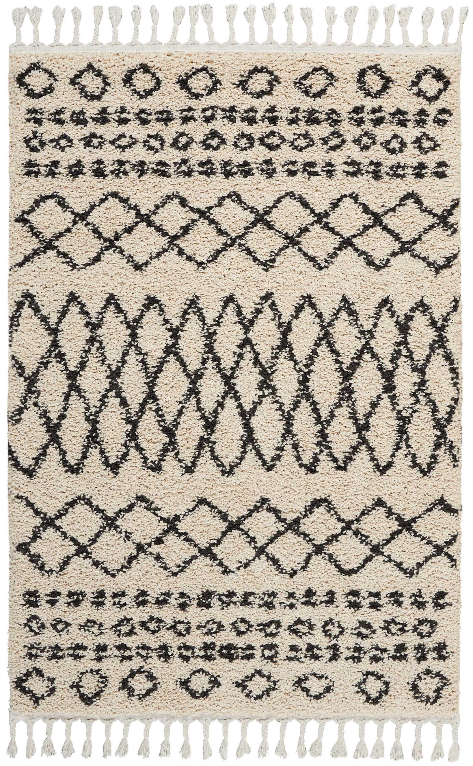 Nourison Home Nourison Moroccan Shag 3'11" x 6'7" Cream Tribal Indoor Rug, Natural, rollover