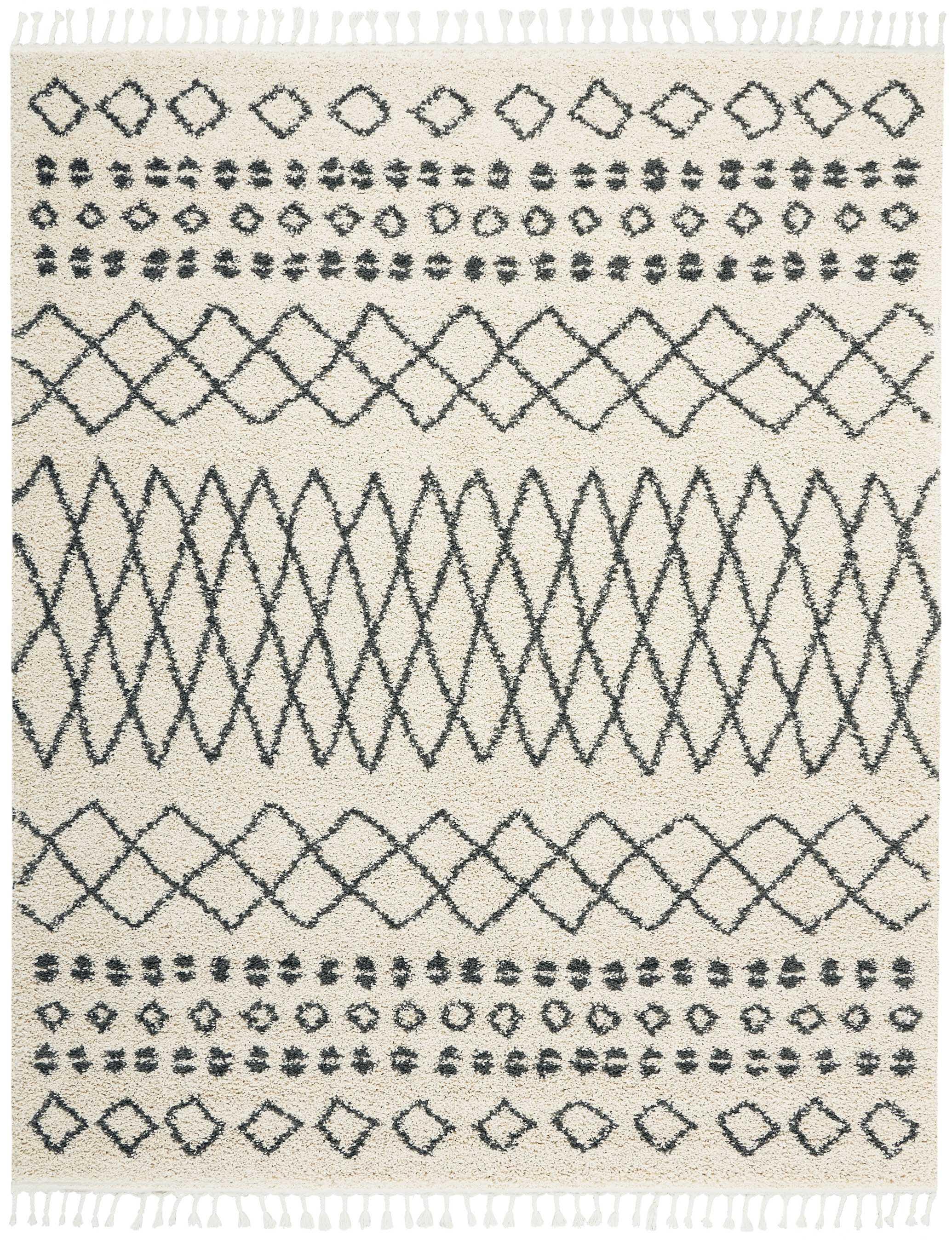 Nourison Moroccan Shag 7'10" x 10'6" Cream Tribal Indoor Rug, Natural