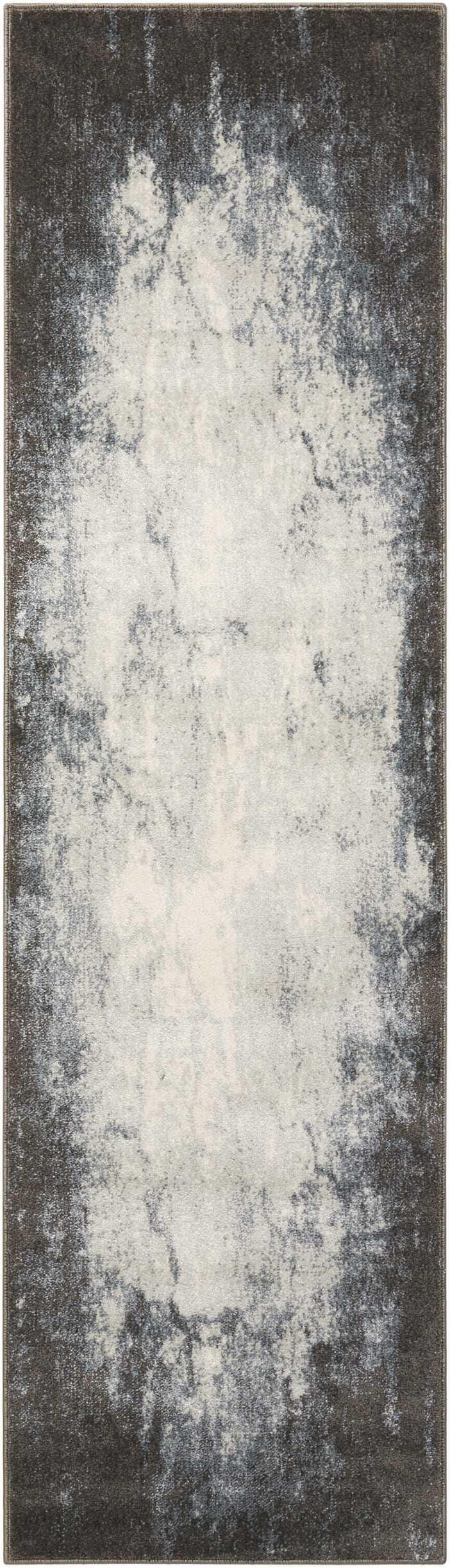 Nourison Nourison Maxell 2'2" x 7'6" Ivory/Grey Modern Indoor Rug, Charcoal/Ivory, rollover