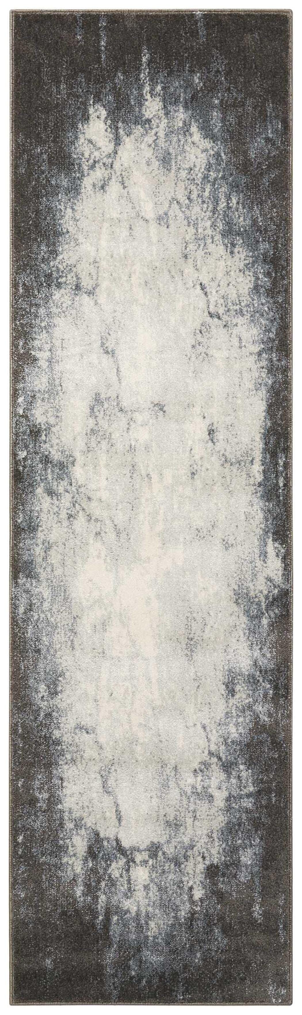Nourison Nourison Maxell 2'2" x 7'6" Ivory/Grey Modern Indoor Rug, Charcoal/Ivory, large