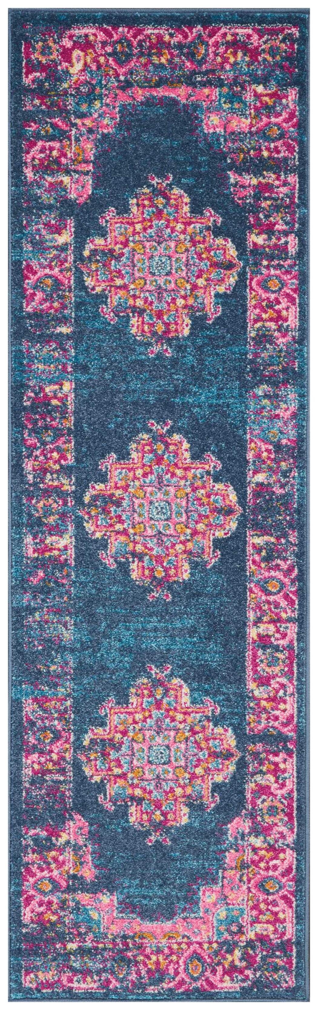 Nourison Home Passion Blue 1'10" X 6'runner, Teal/Fuchsia, large