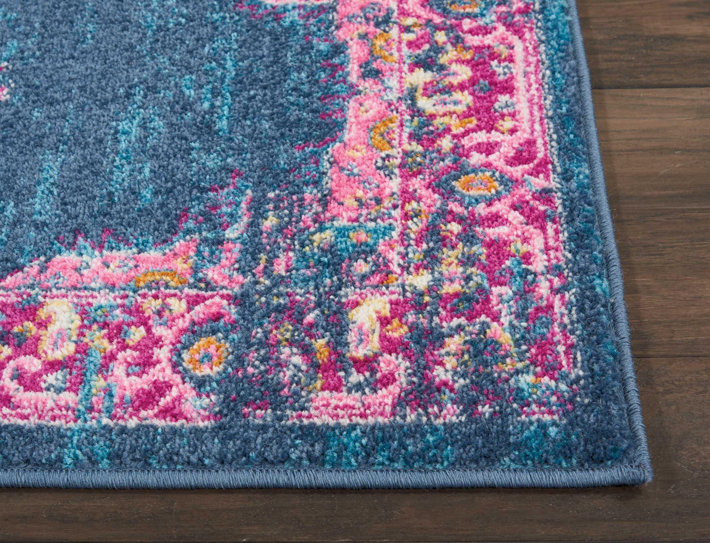 Nourison Home Passion Blue 1'10" X 6'runner, Teal/Fuchsia, large