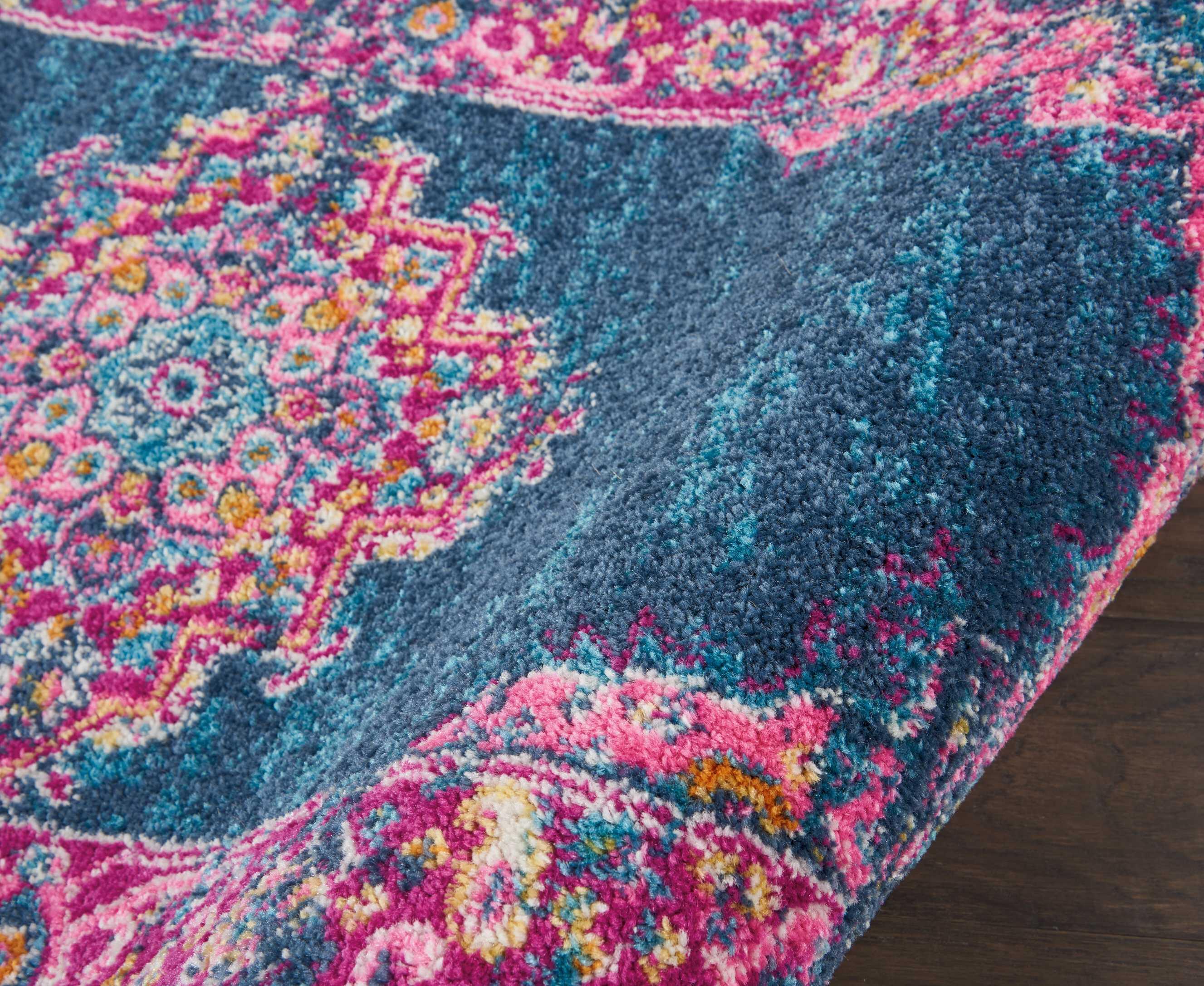 Nourison Home Passion Blue 1'10" X 6'runner, Teal/Fuchsia, large