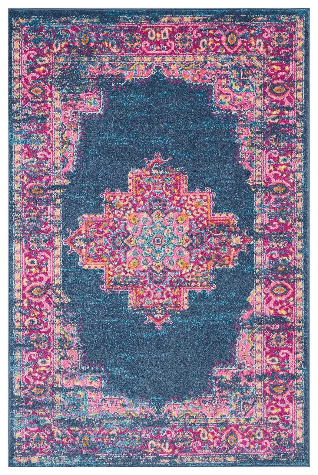 Nourison Home Nourison Passion 3'9" x 5'9" Blue Bohemian Indoor Rug, Teal/Fuchsia, large