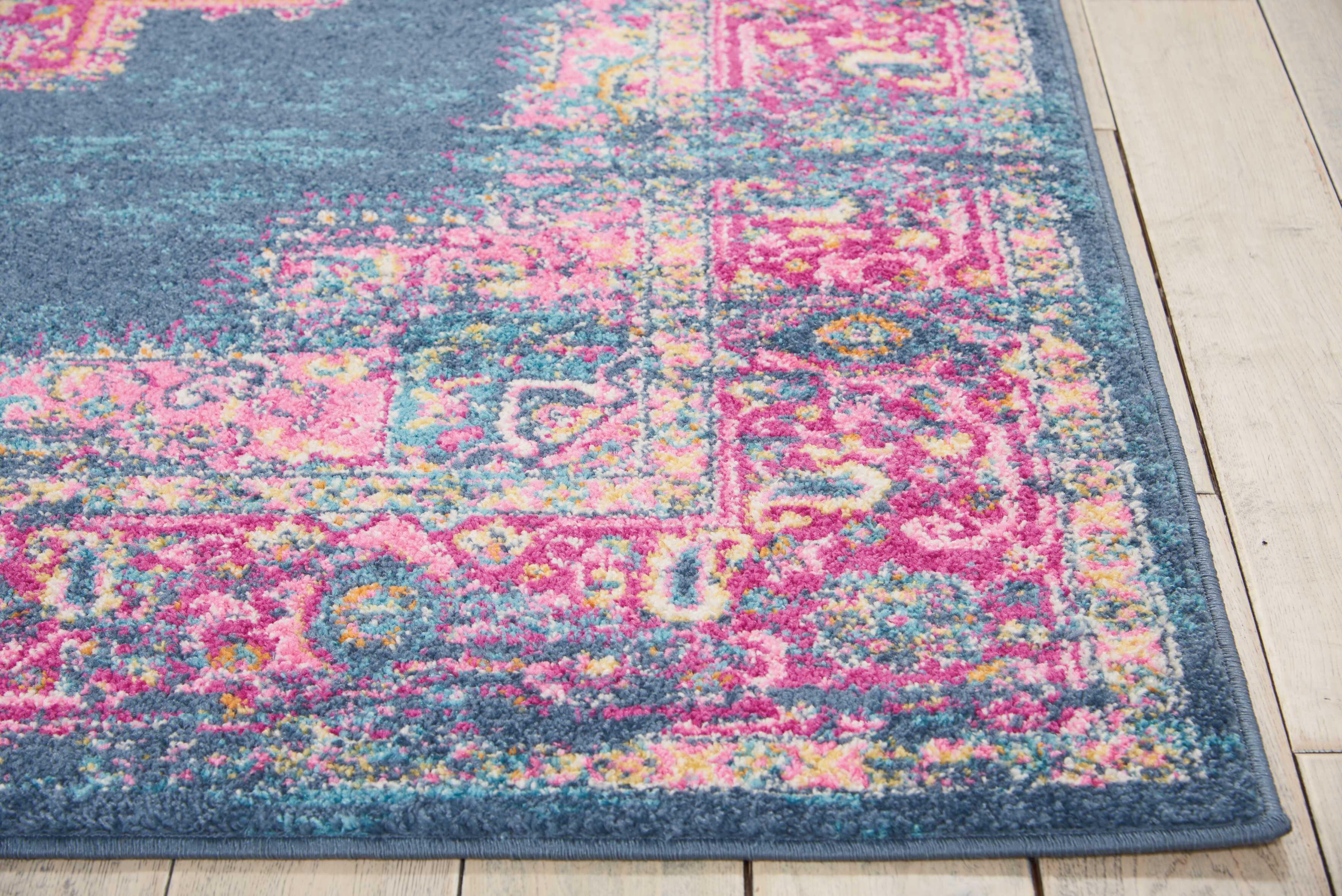 Nourison Home Nourison Passion 5'3" x 7'3" Blue Bohemian Indoor Rug, Teal/Fuchsia, large