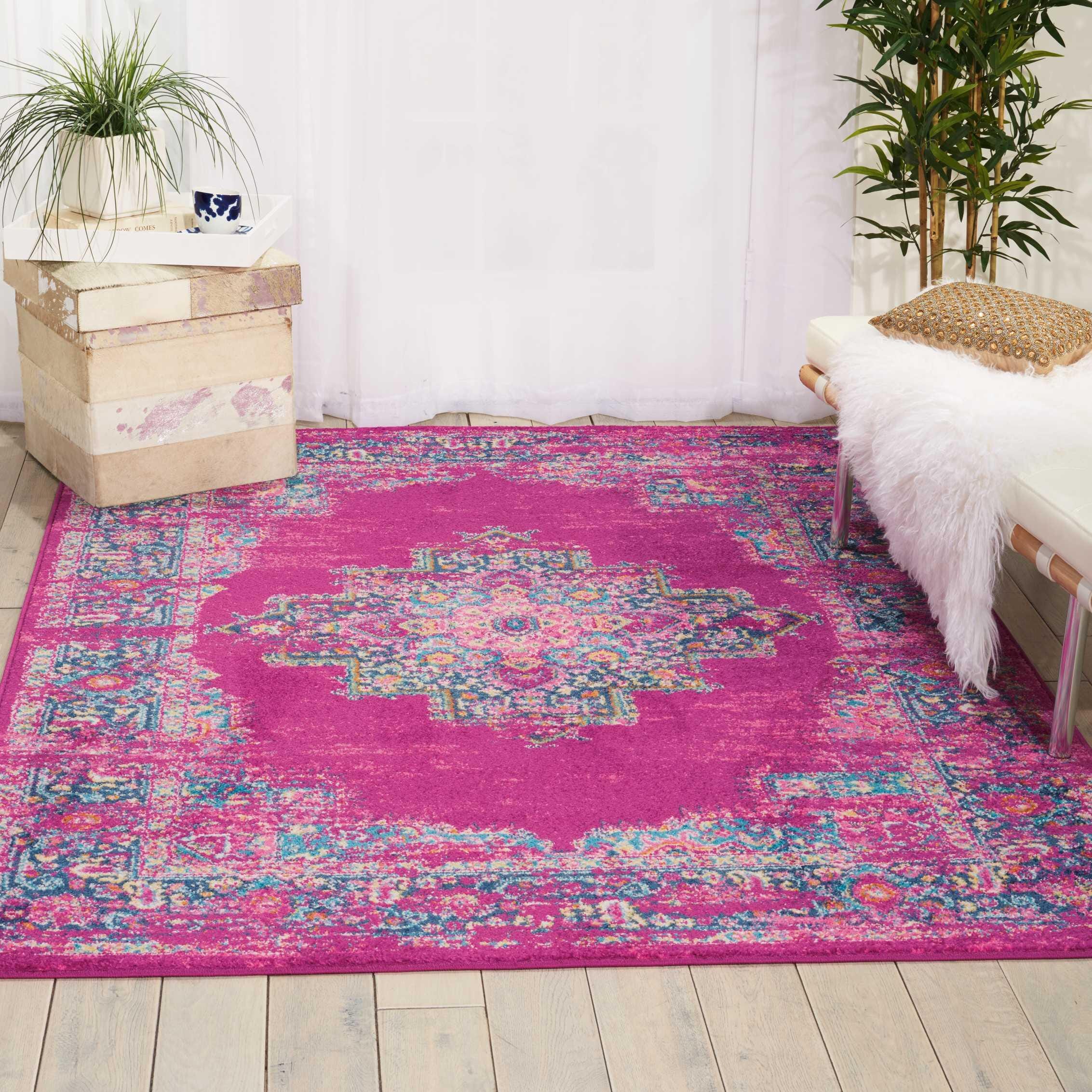 Nourison Home Nourison Passion 3'9" x 5'9" Fuchsia Bohemian Indoor Rug, Fuchsia, rollover