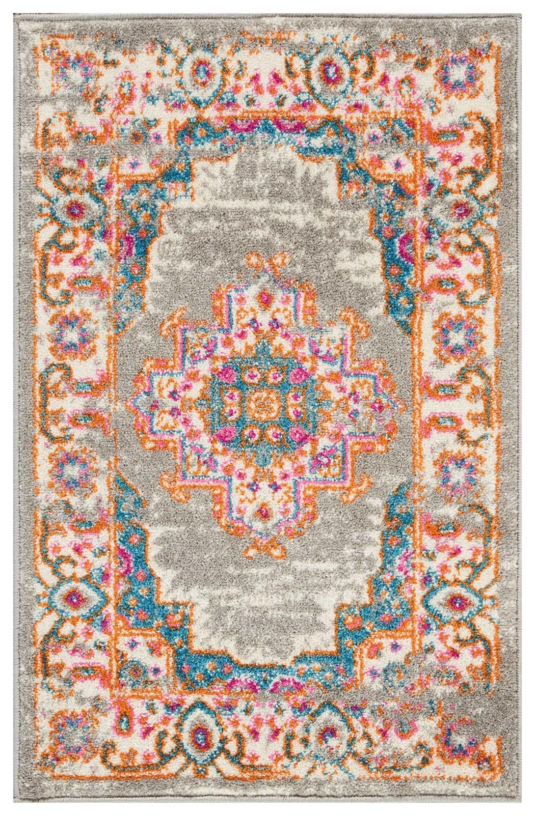 Nourison Home Nourison Passion 1'10" x 2'10" Grey Bohemian Indoor Rug, Ash/Blush, large