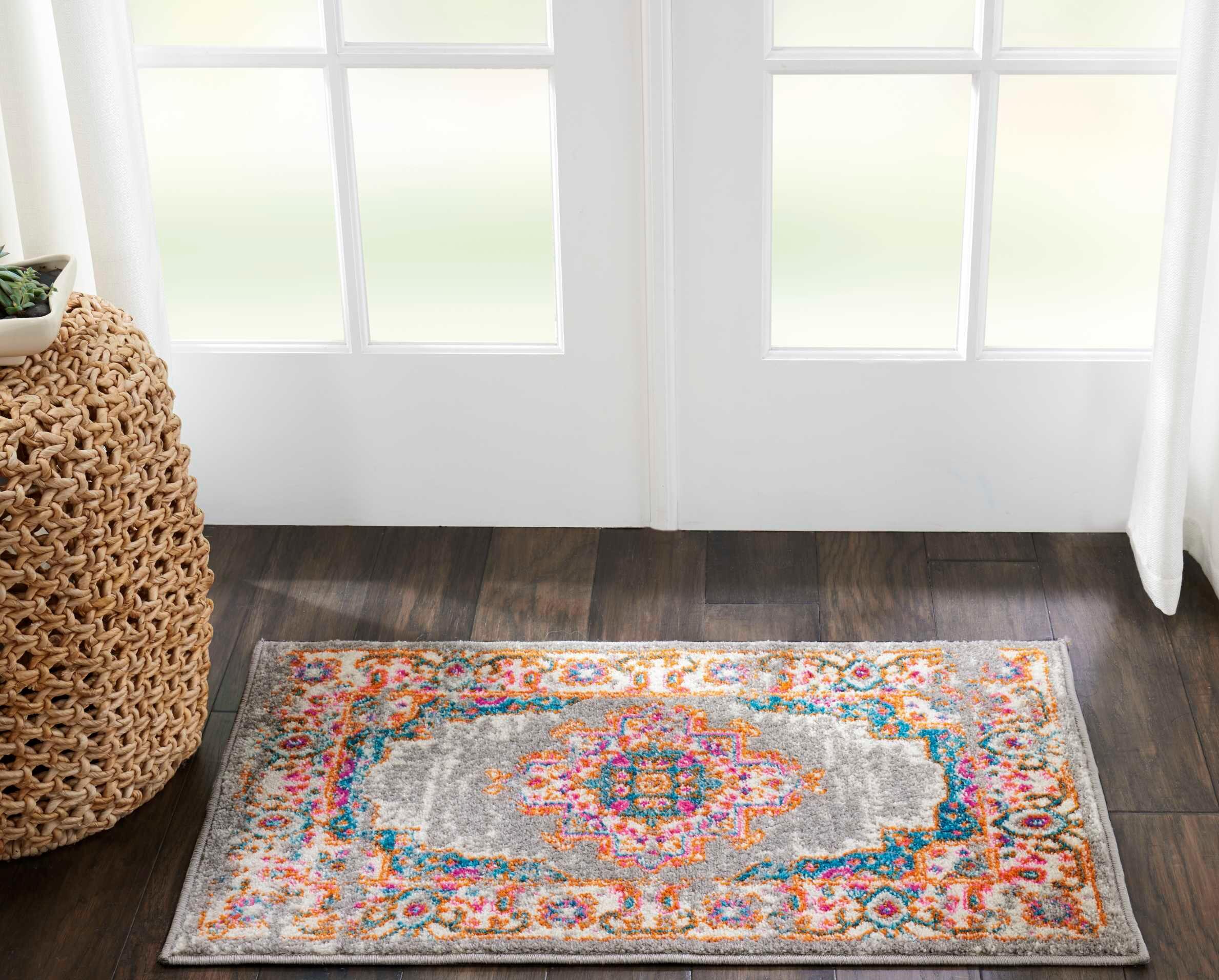 Nourison Home Nourison Passion 1'10" x 2'10" Grey Bohemian Indoor Rug, Ash/Blush, rollover