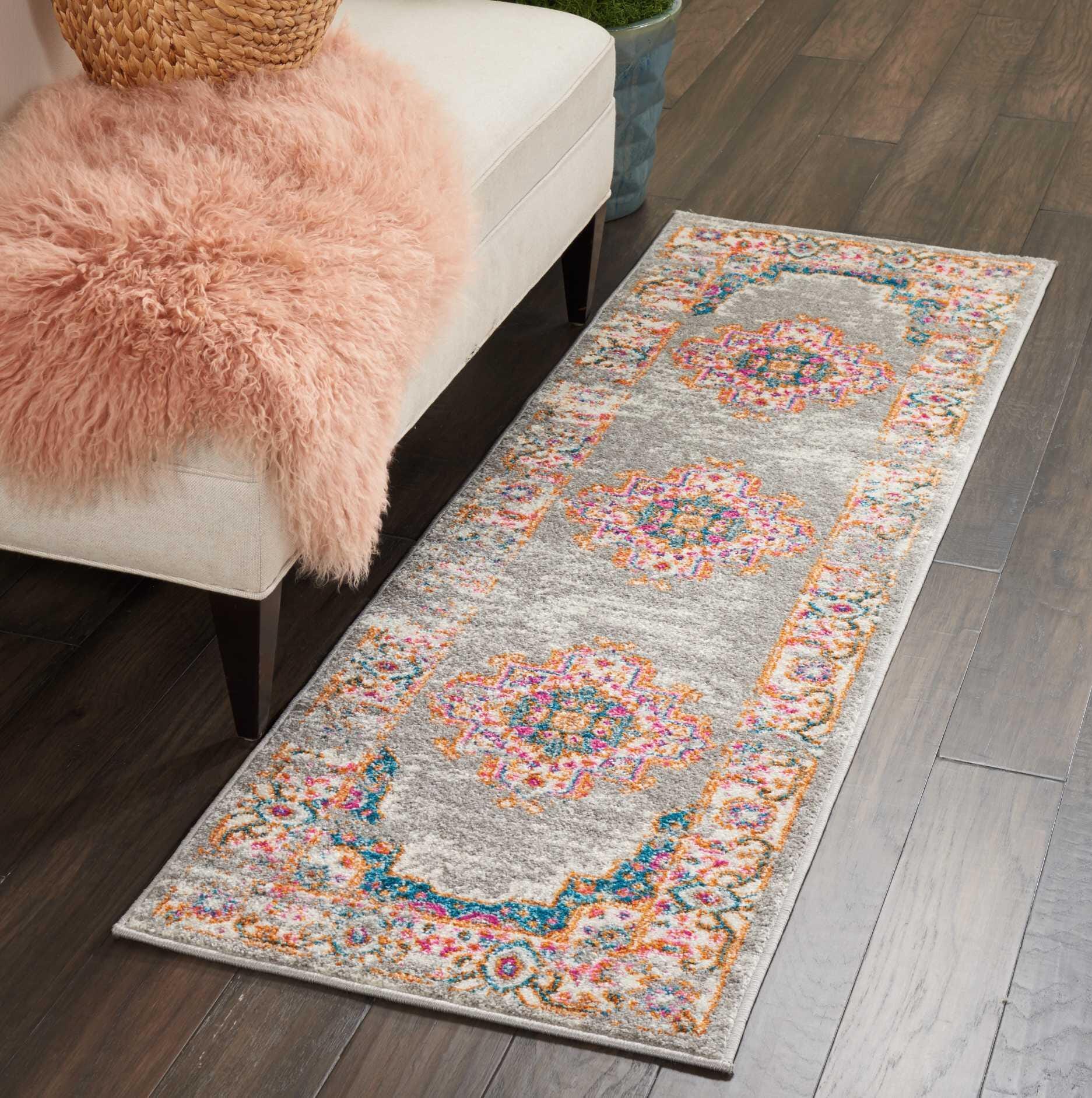 Nourison Home Passion Grey 1'10" X 6'runner, Ash/Blush, large