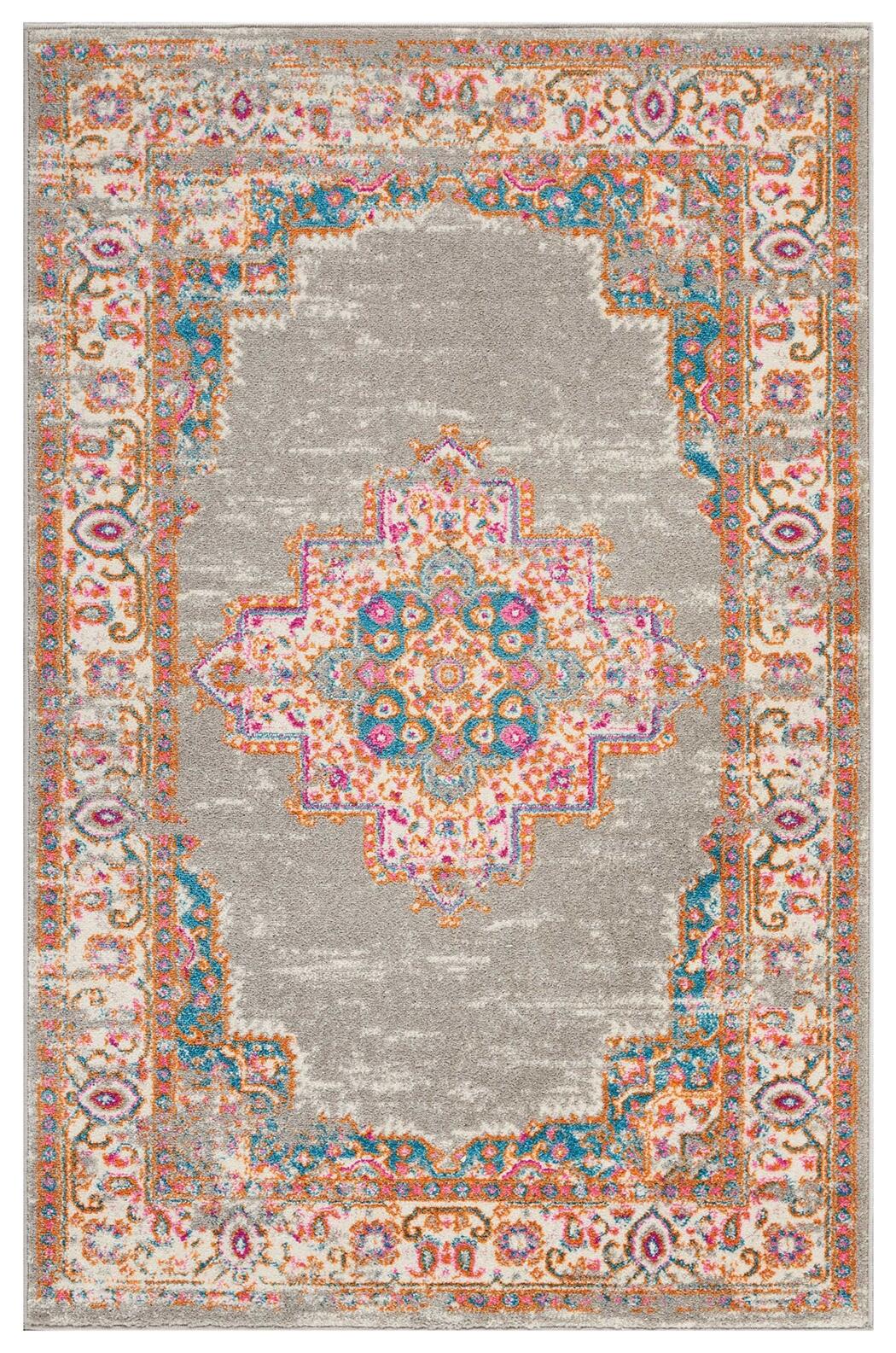 Nourison Home Nourison Passion 3'9" x 5'9" Grey Bohemian Indoor Rug, Ash/Blush, large