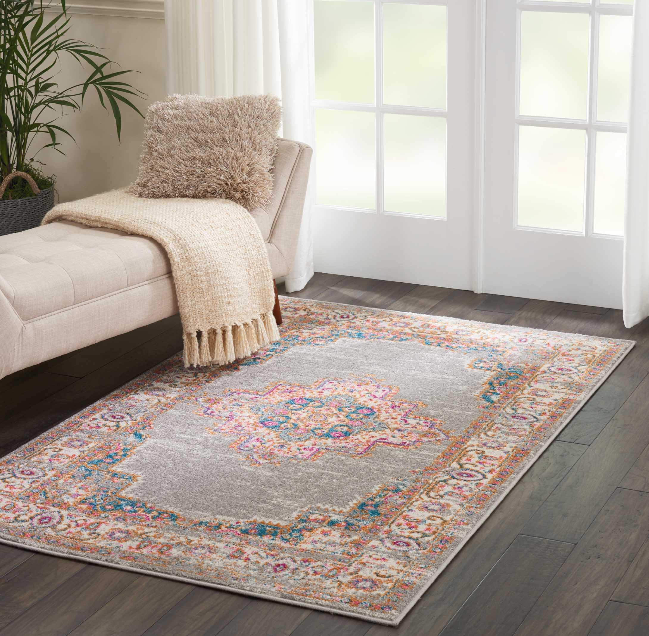 Nourison Home Nourison Passion 3'9" x 5'9" Grey Bohemian Indoor Rug, Ash/Blush, rollover